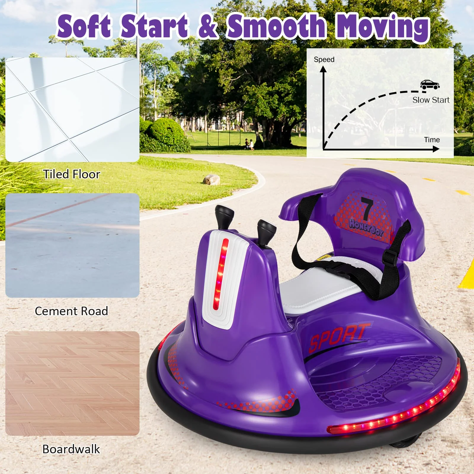 HONEY JOY Kids Ride On Bumper Car, 6V Battery Powered Electric Car - Image 7