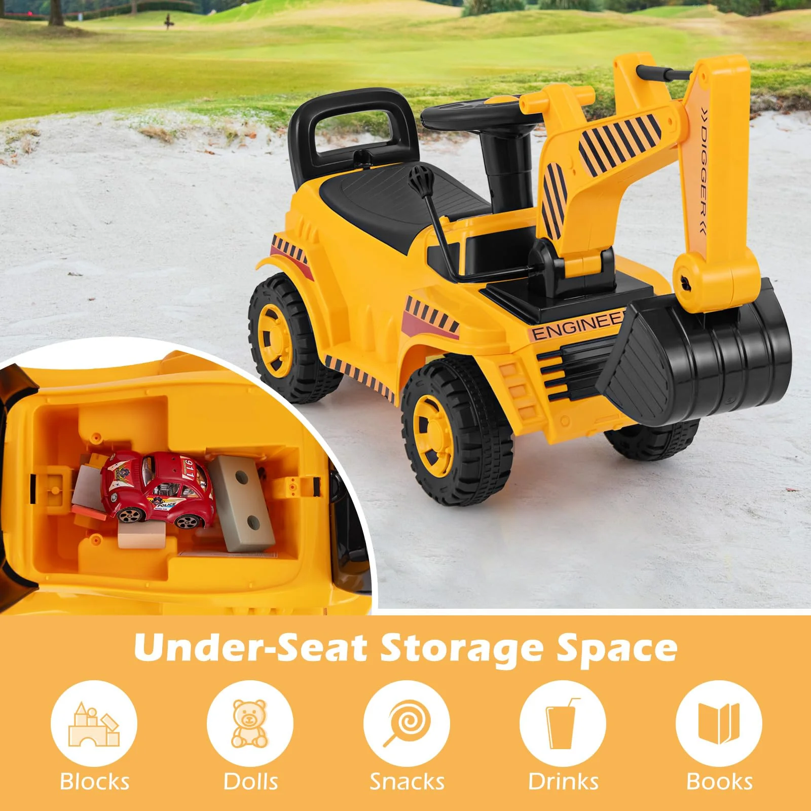 HONEY JOY Kids Ride on Excavator, Bulldozer Digger Toy for 19-36 Months - Image 5
