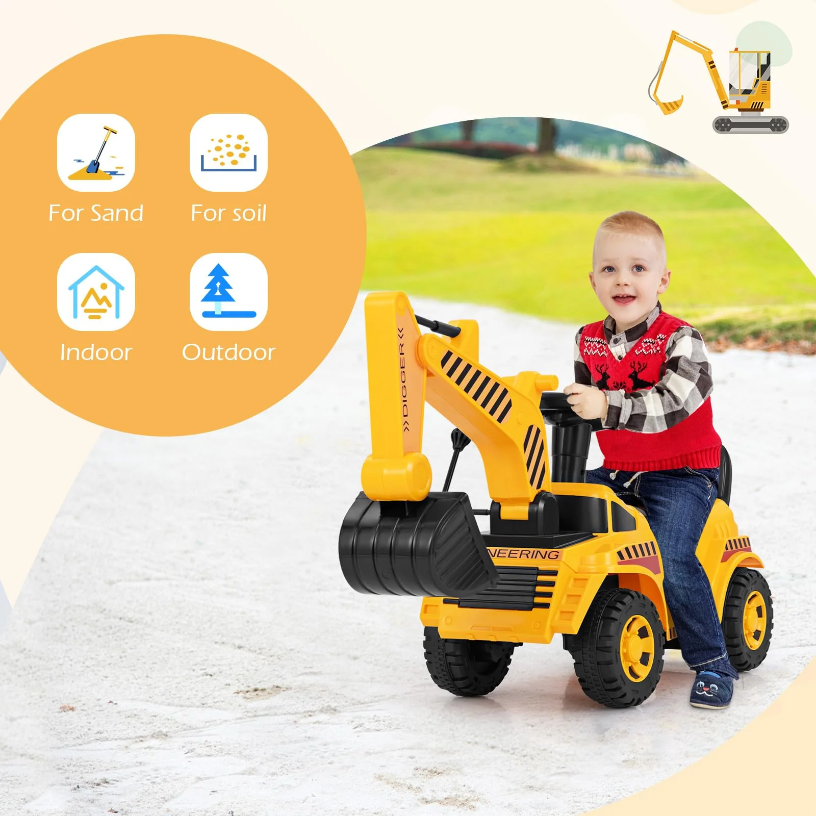 HONEY JOY Kids Ride on Excavator, Bulldozer Digger Toy for 19-36 Months - Image 9