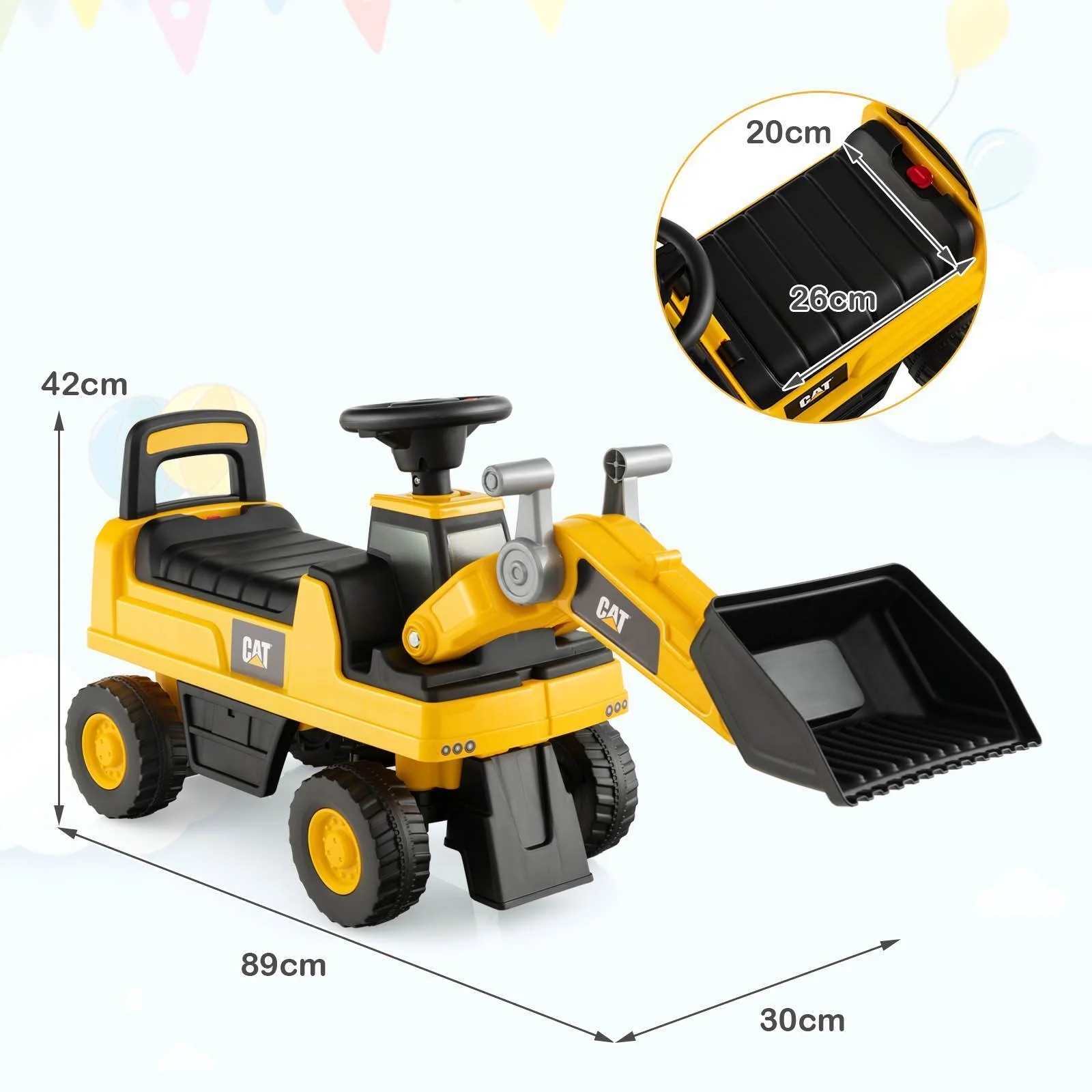 HONEY JOY Kids Ride-on Excavator Construction Bulldozer Truck Sliding Toy Car - Image 5