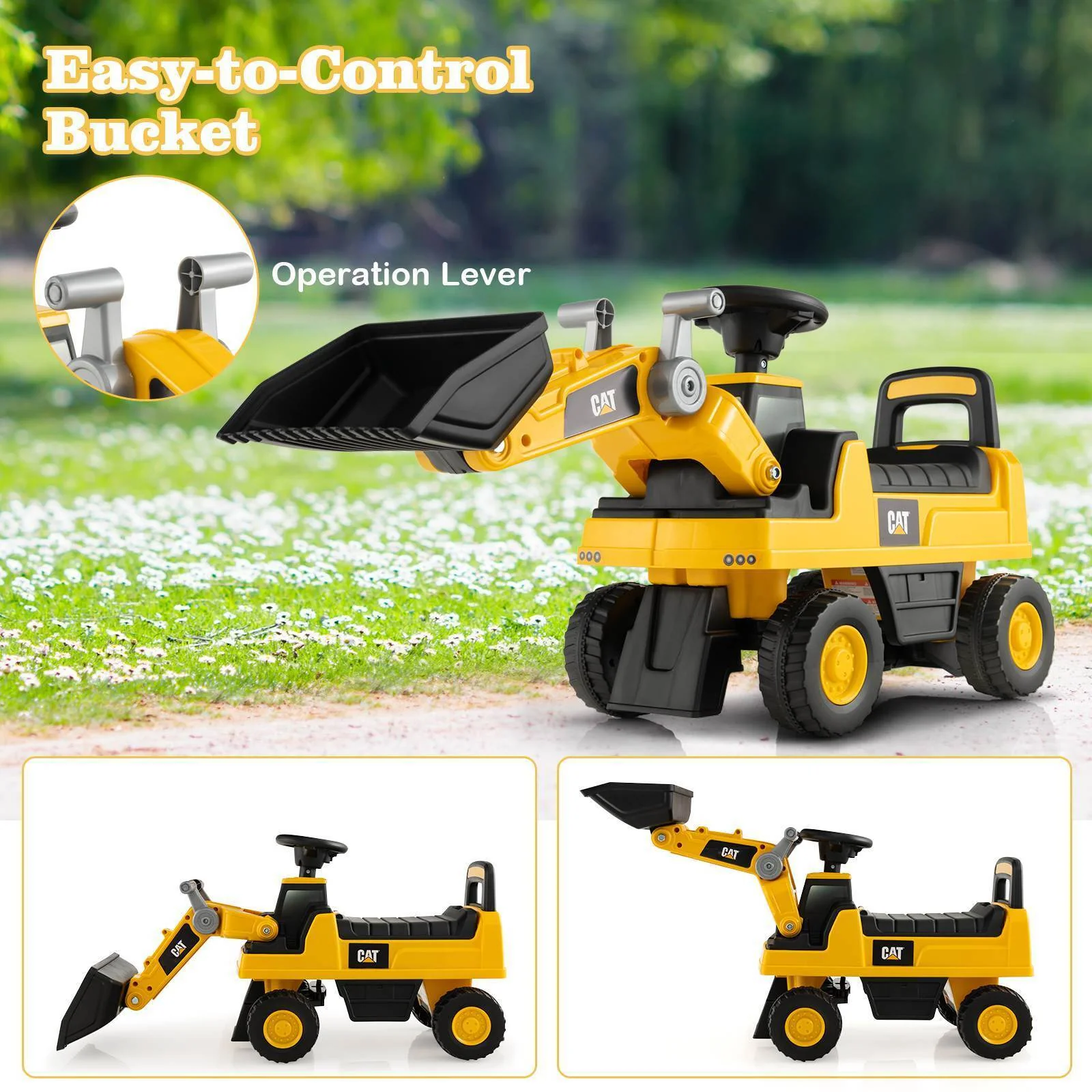 HONEY JOY Kids Ride-on Excavator Construction Bulldozer Truck Sliding Toy Car - Image 8