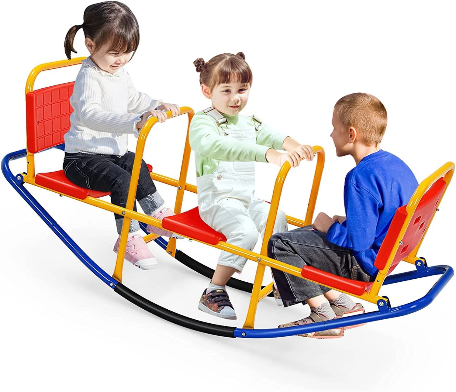 HONEY JOY Kids Seesaw Teeter Totter, Metal Rocking Seesaw Heavy Duty Indoor Outdoor Playground Equipment for Toddlers - Image 8