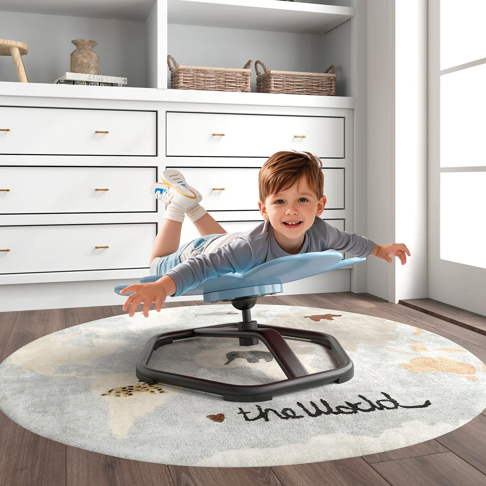HONEY JOY Kids Sensory Swivel Chair, Petal 360° Spinning Chair w/Non-Slip Metal Base for Children with Autism - Image 3