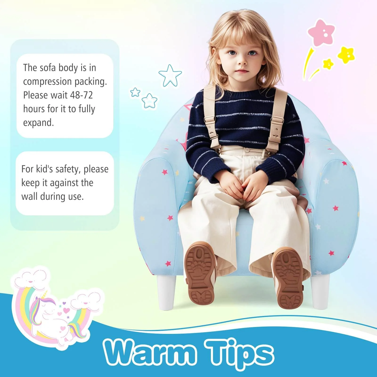 HONEY JOY Kids Sofa, Toddler Upholstered Armchair - Image 4