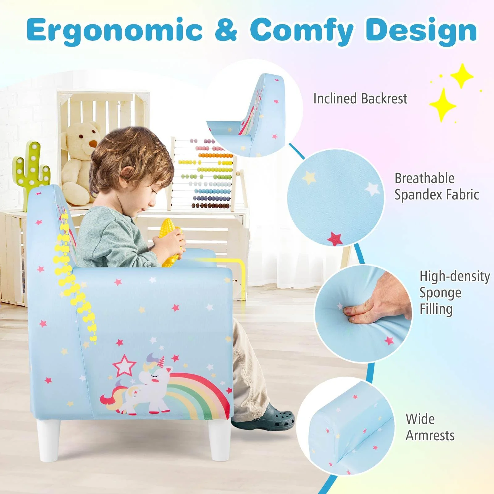 HONEY JOY Kids Sofa, Toddler Upholstered Armchair - Image 5