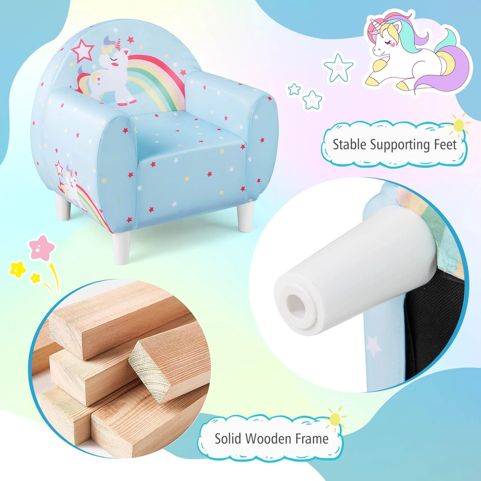 HONEY JOY Kids Sofa, Toddler Upholstered Armchair - Image 6
