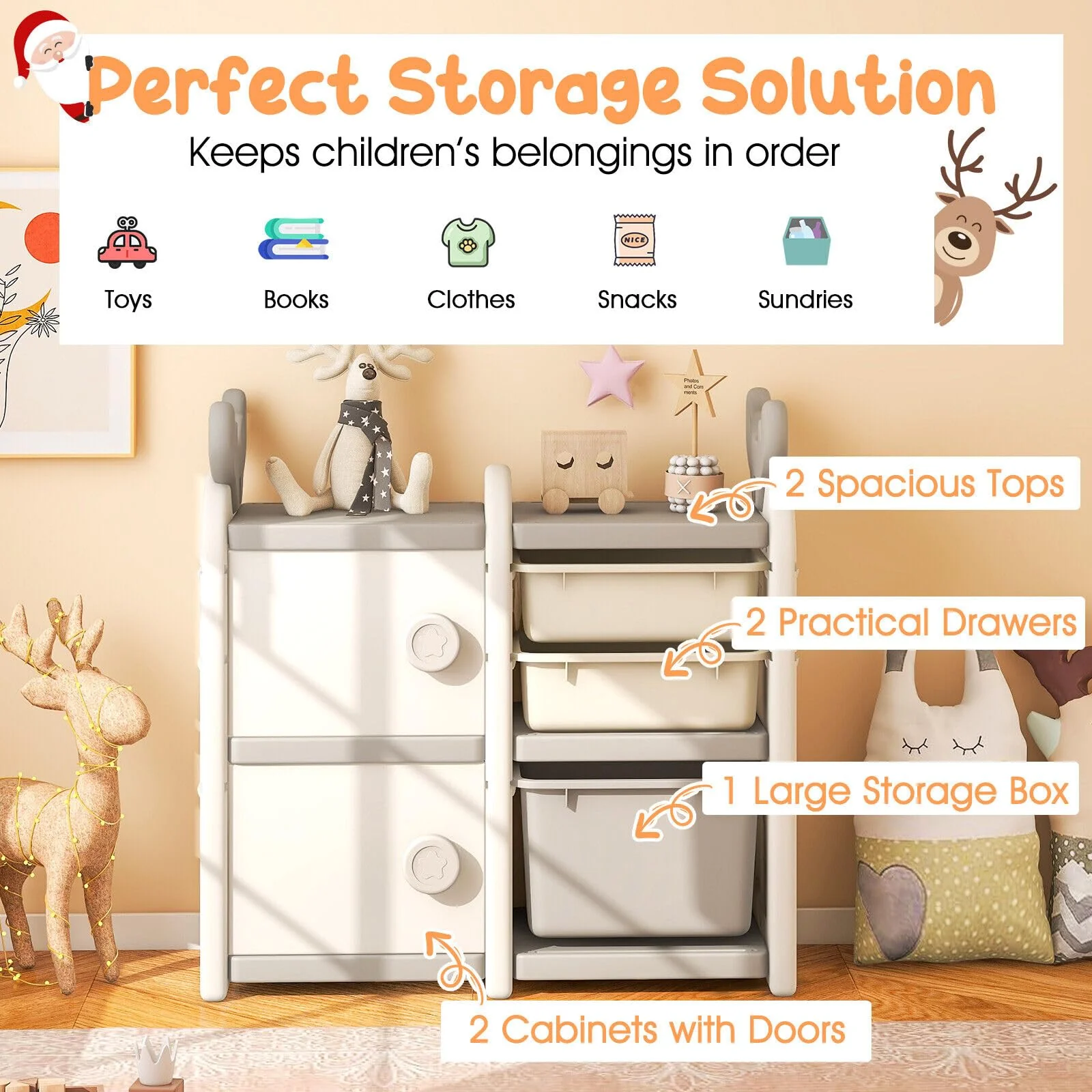 HONEY JOY Kids Toy Storage Organiser, Toy Chest and Bookshelf - Image 4