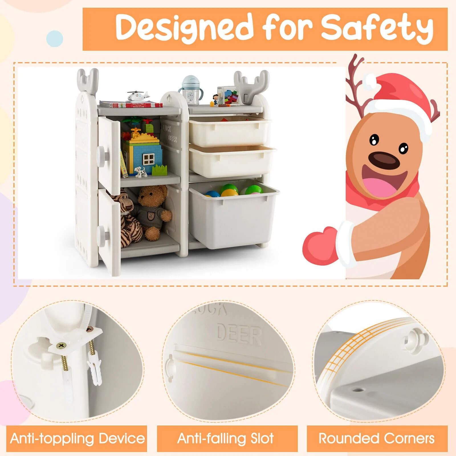 HONEY JOY Kids Toy Storage Organiser, Toy Chest and Bookshelf - Image 7
