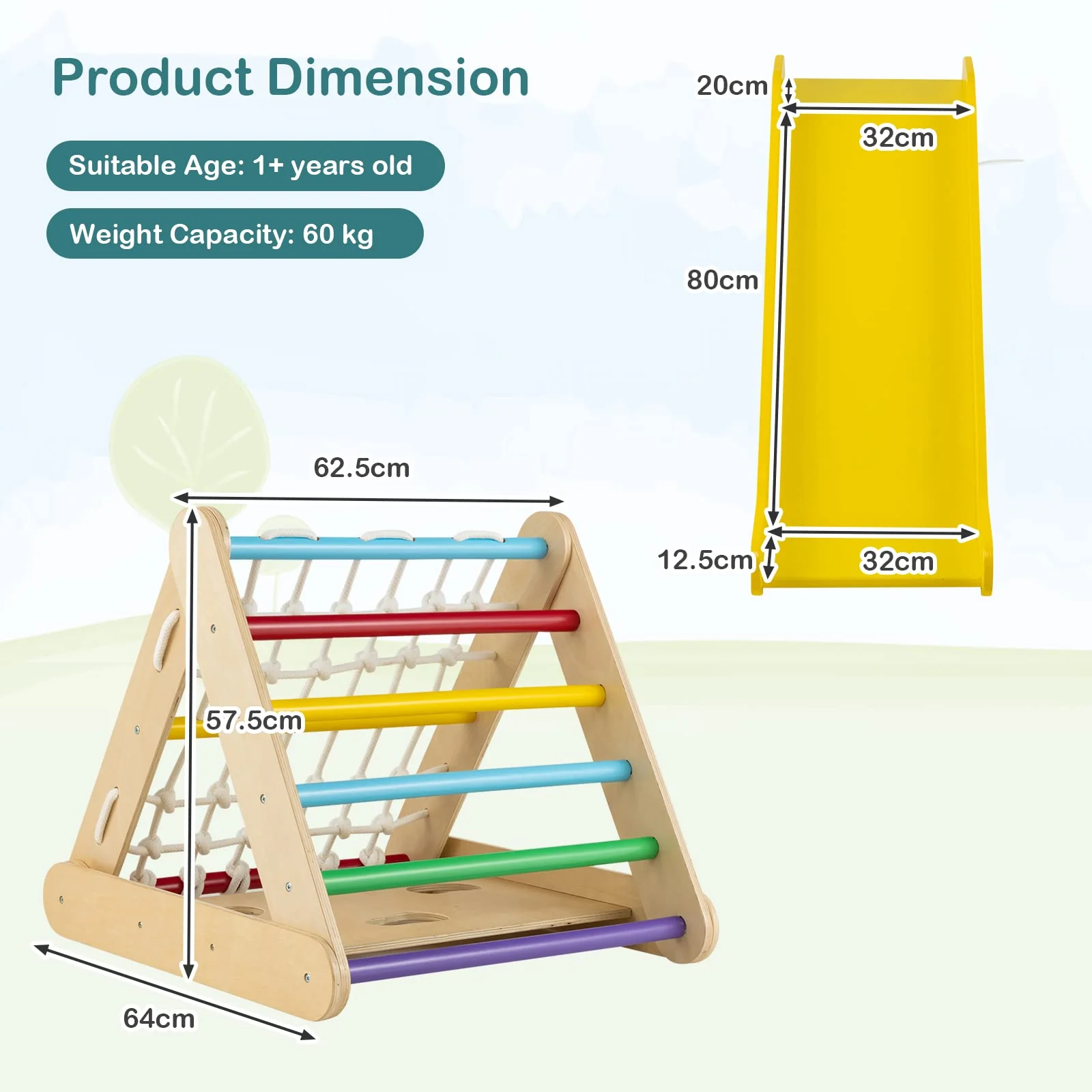HONEY JOY Kids Triangle Climber with Ramp - Image 8