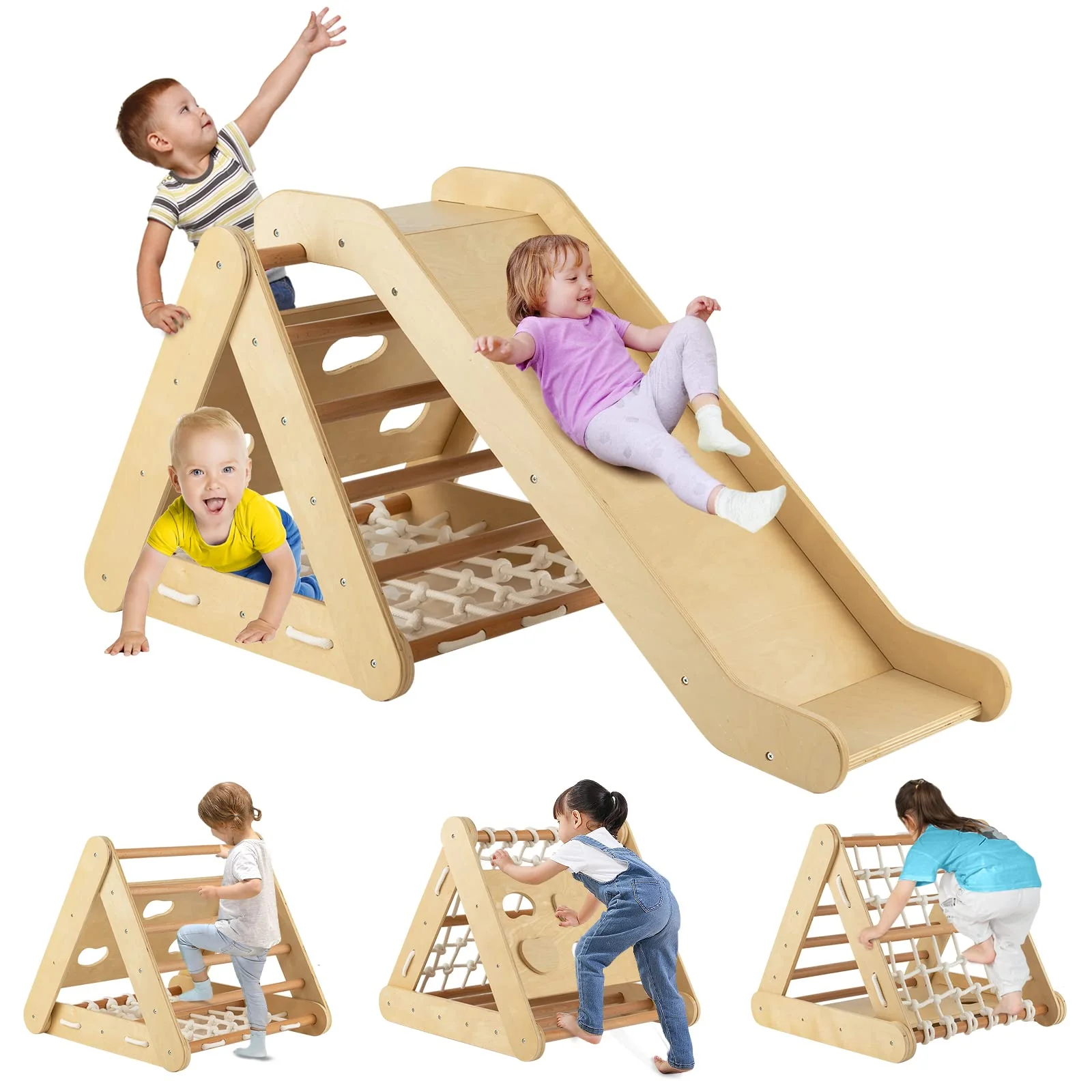 HONEY JOY Kids Triangle Climber with Ramp - Image 9