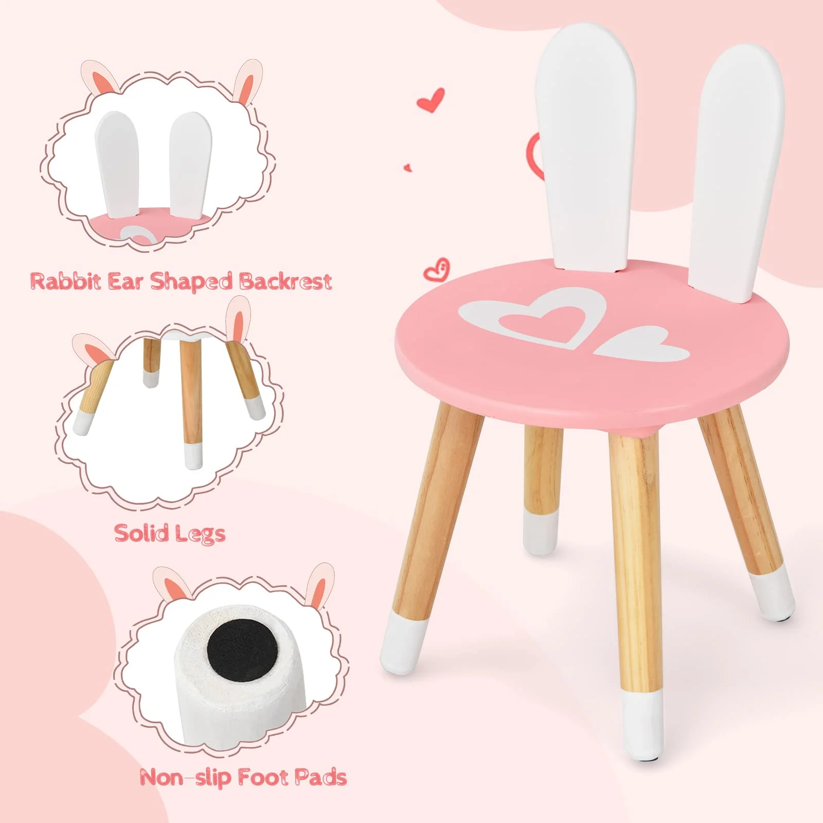 HONEY JOY Kids Vanity Table & Chair Set, Makeup Dressing Table w/Detachable Top, Drawer & Storage Boxes - Image 7