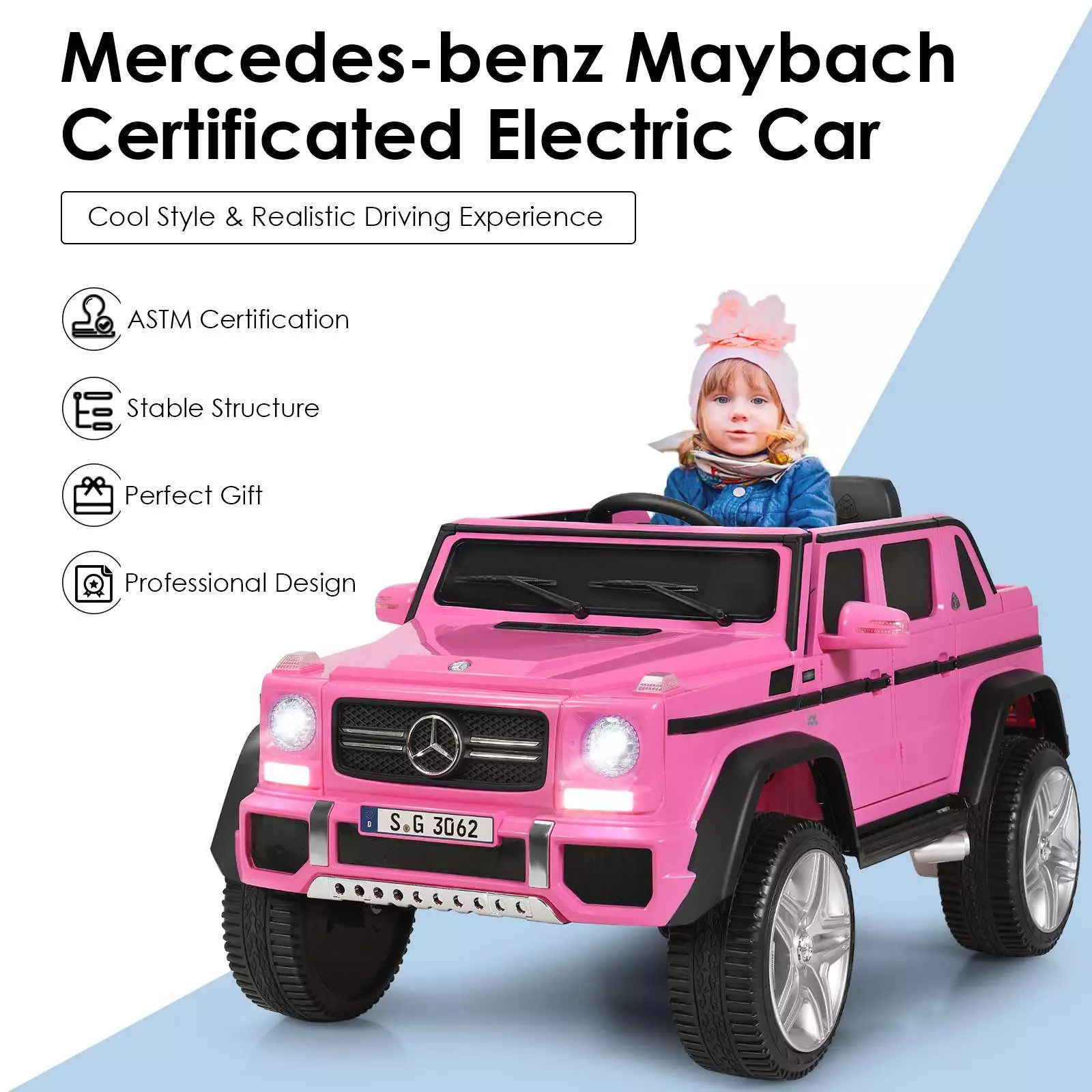HONEY JOY Licensed Mercedes Benz Kids Ride on Car 12V Electric Vehicle Toy Car - Image 9