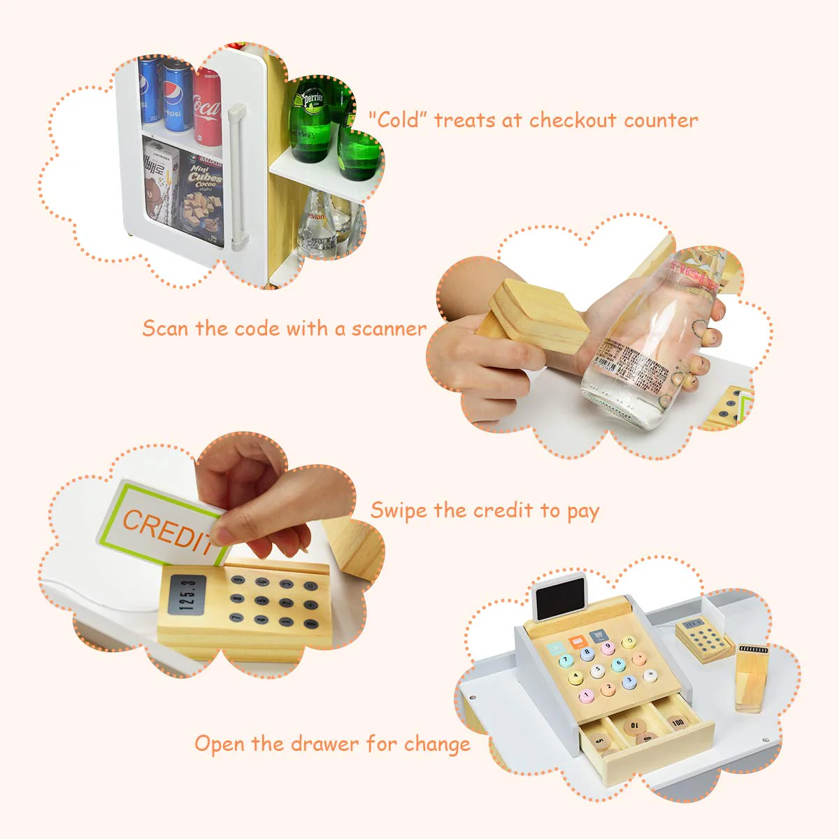 HONEY JOY Pretend Grocery Store Playset, Supermarket Play Toy with Shopping Cart - Image 7