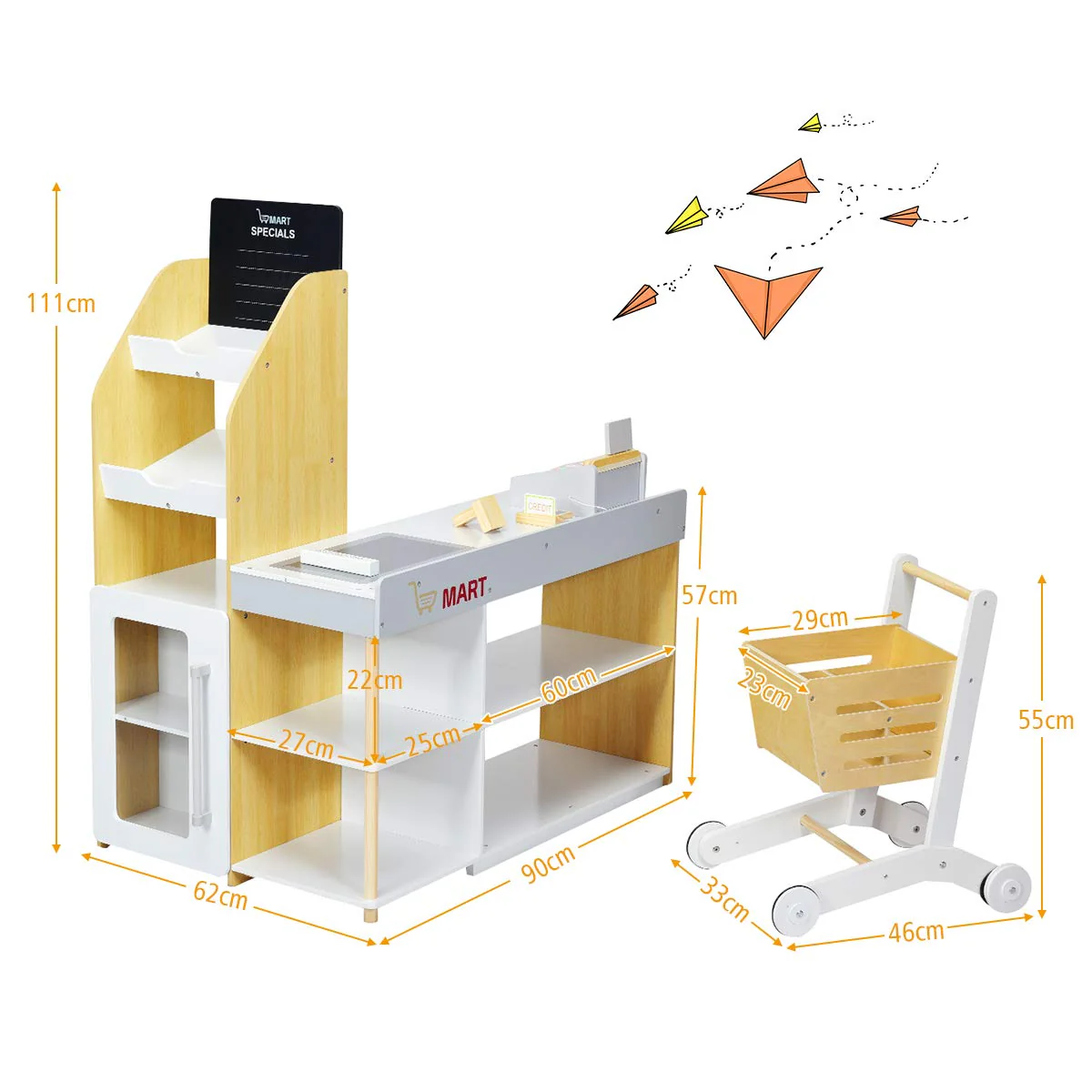 HONEY JOY Pretend Grocery Store Playset, Supermarket Play Toy with Shopping Cart - Image 9