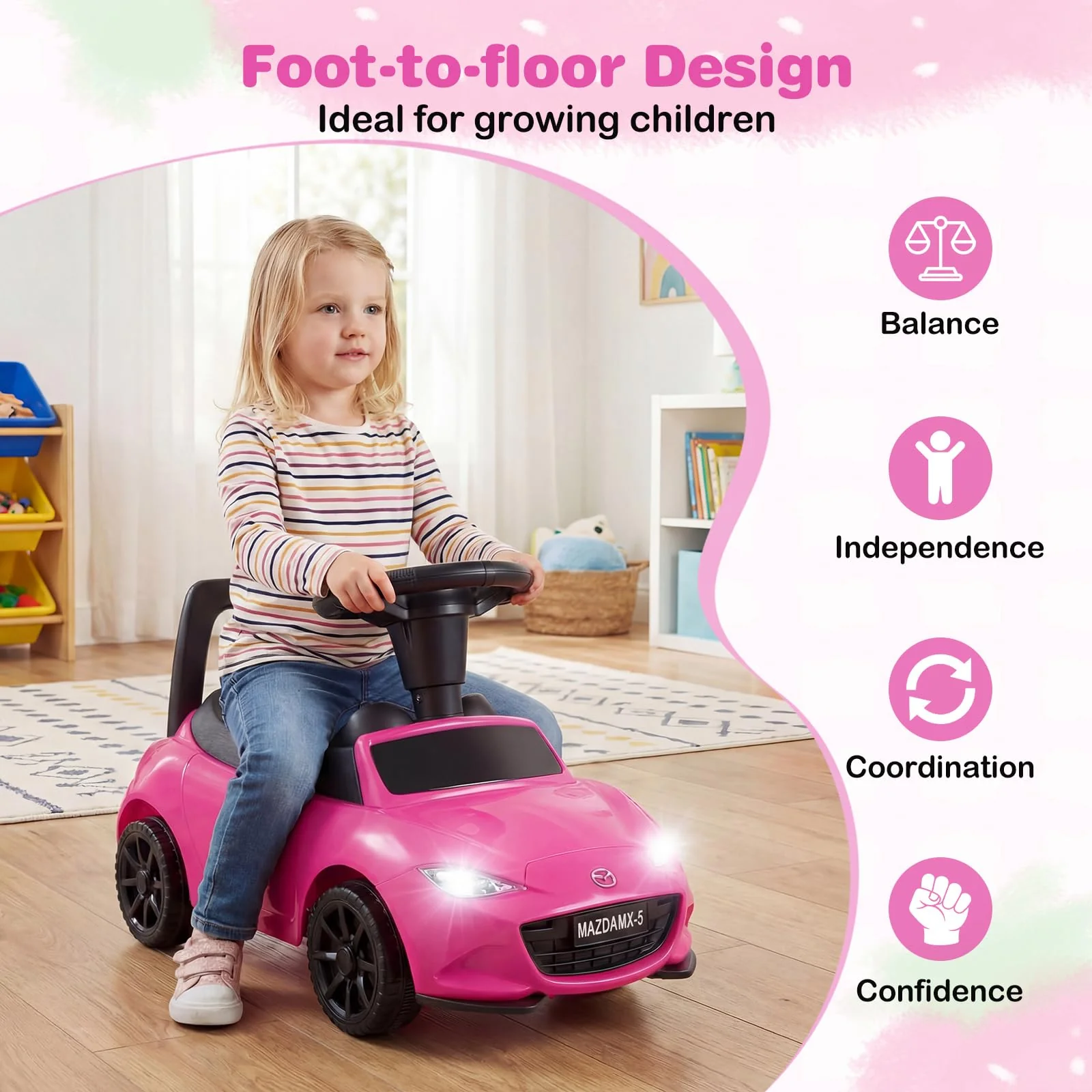 HONEY JOY Toddler Ride on Toy, Foot to Floor Kid Sliding Car with Under-Seat Storage - Image 9