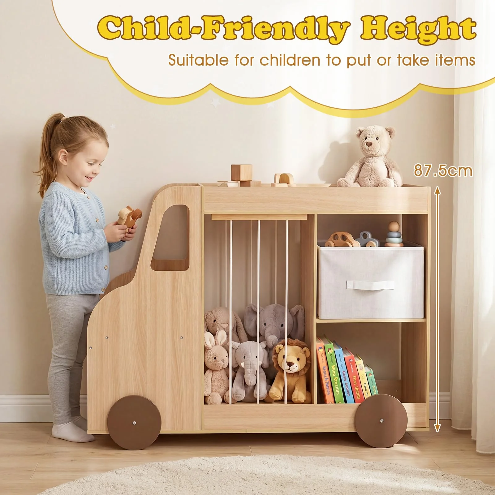 HONEY JOY Toy Storage Organizer with Stuffed Animal Storage - Image 5