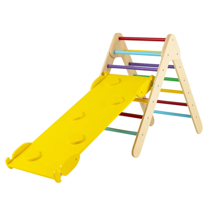 HONEY JOY Wooden Climbing Triangle Ladder for Kids, Children Montessori Triangle Climber with Adjustable Angle’s Ramp for Climb - Image 3