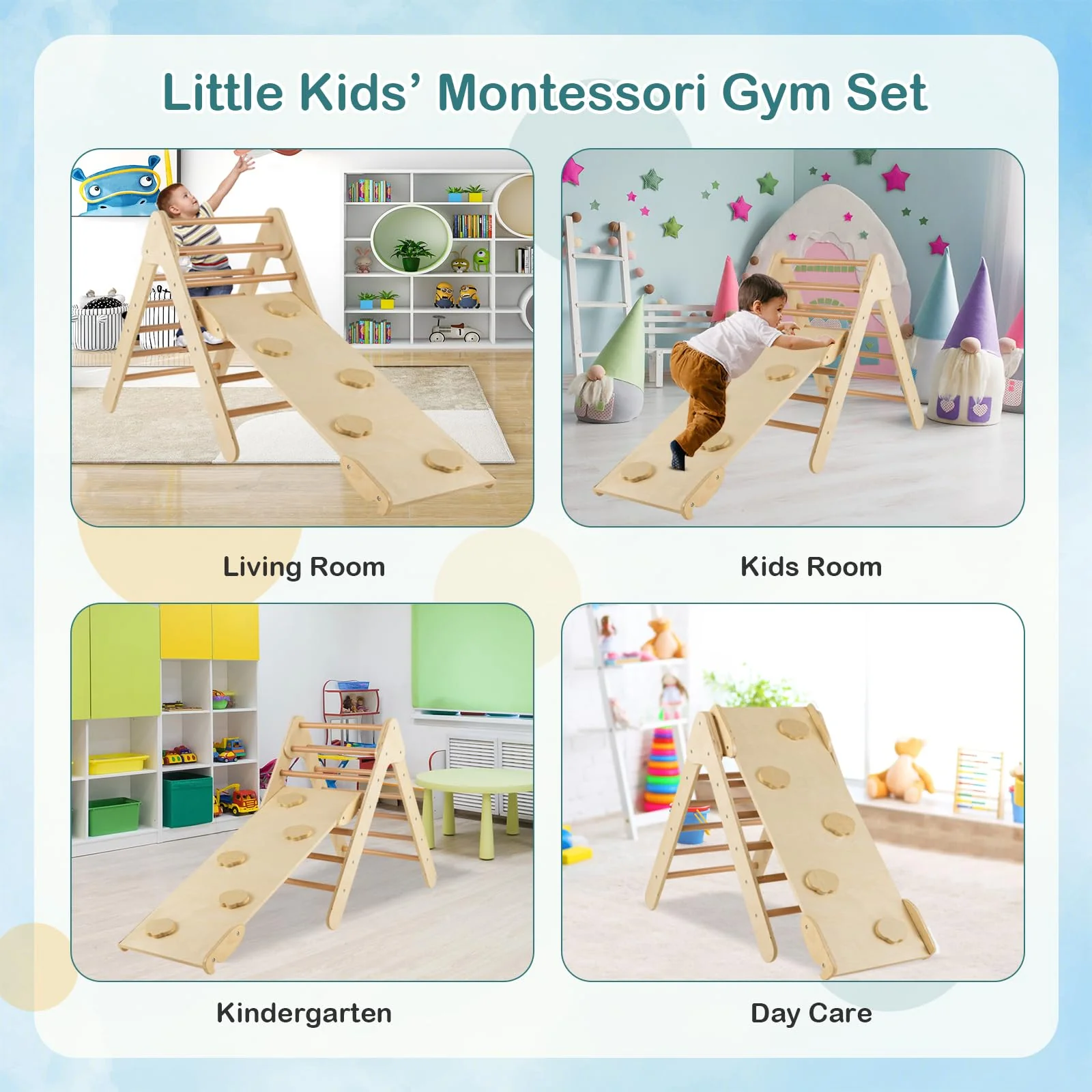 HONEY JOY Wooden Climbing Triangle Ladder for Kids, Children Montessori Triangle Climber with Adjustable Angle’s Ramp for Climb - Image 6