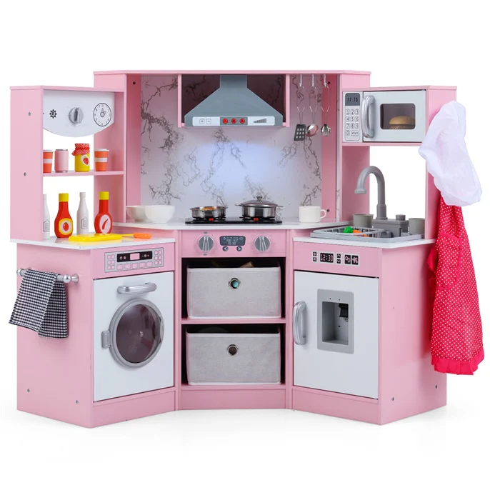 HONEY JOY Wooden Kids Play Kitchen - Image 10