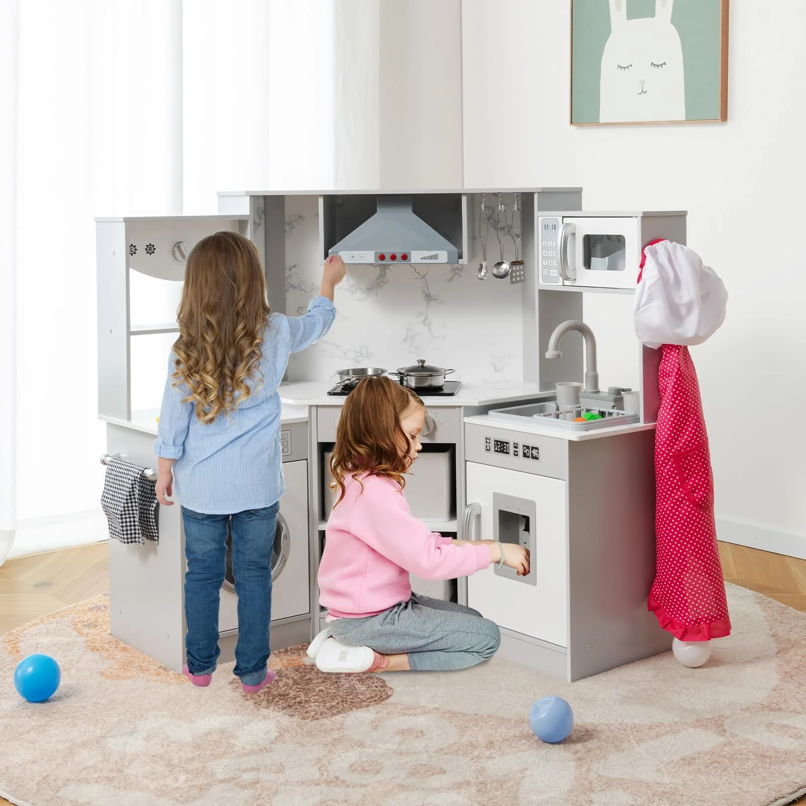 HONEY JOY Wooden Kids Play Kitchen - Image 2