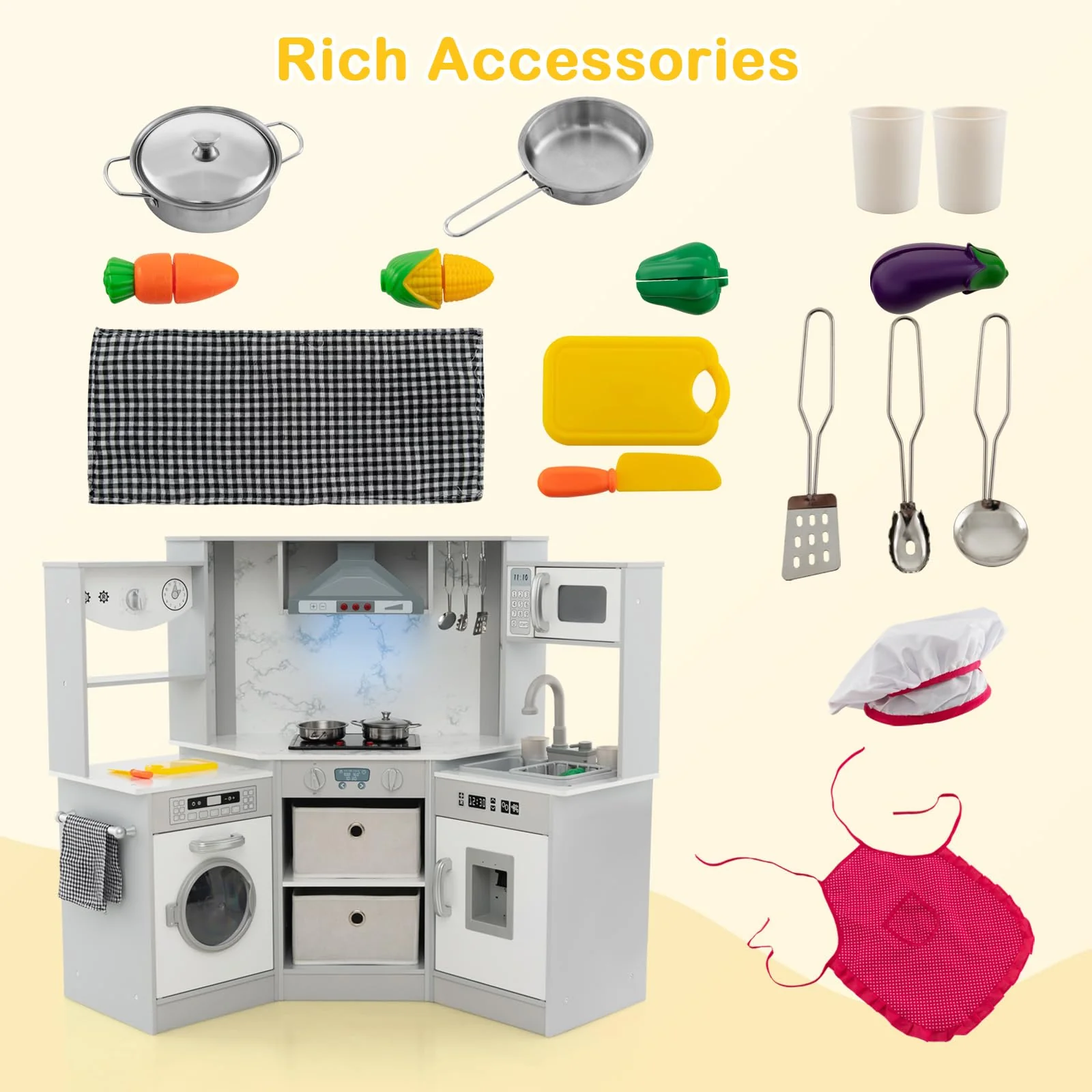 HONEY JOY Wooden Kids Play Kitchen - Image 7