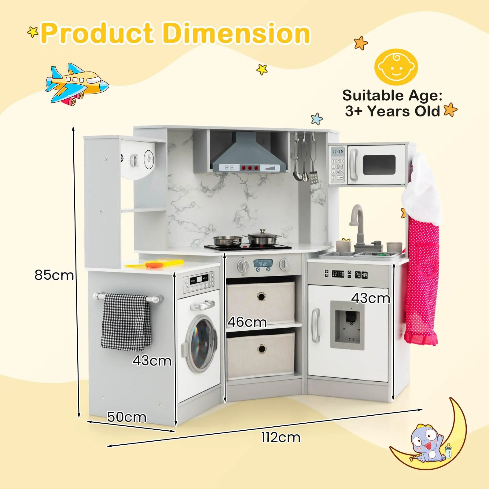 HONEY JOY Wooden Kids Play Kitchen - Image 8