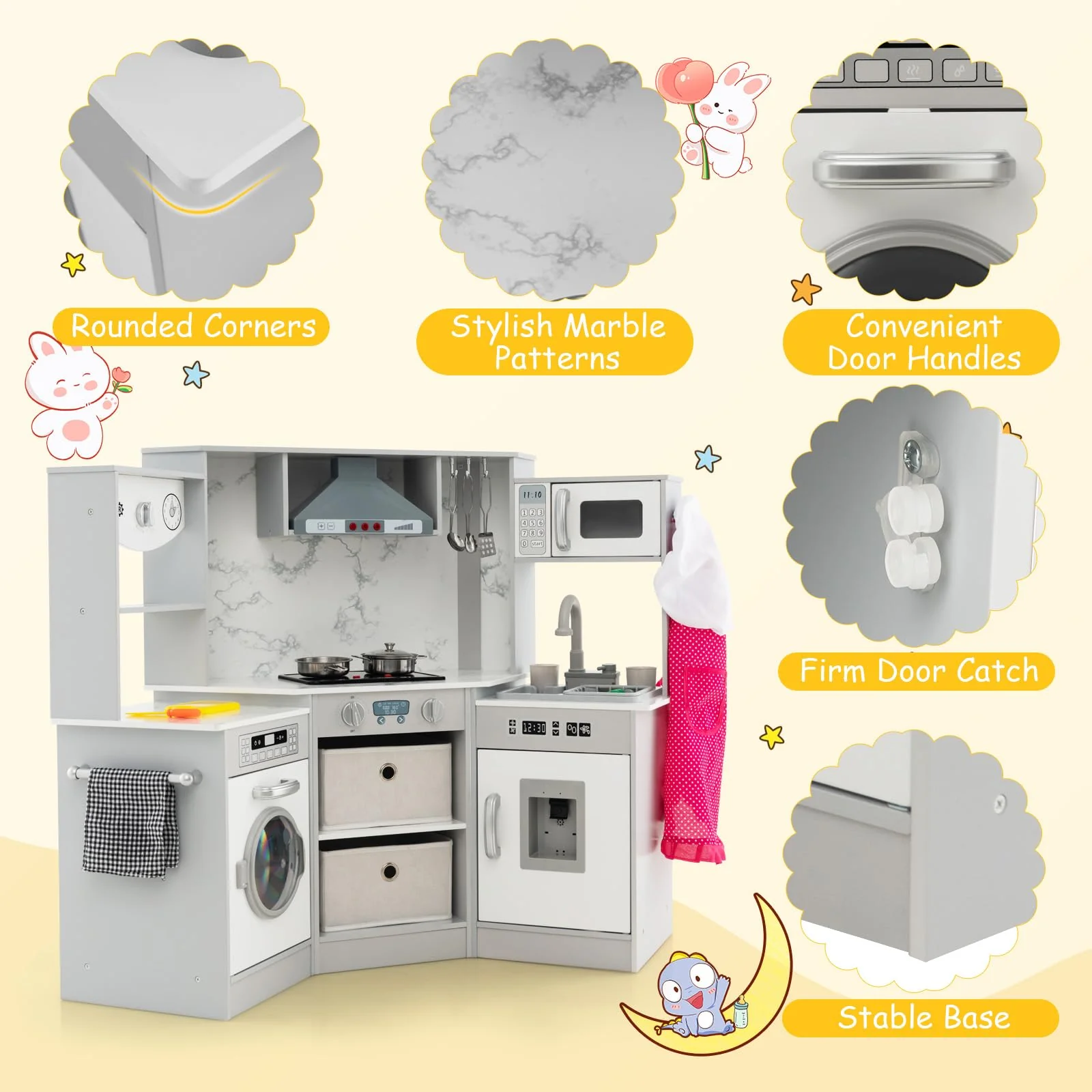 HONEY JOY Wooden Kids Play Kitchen - Image 9