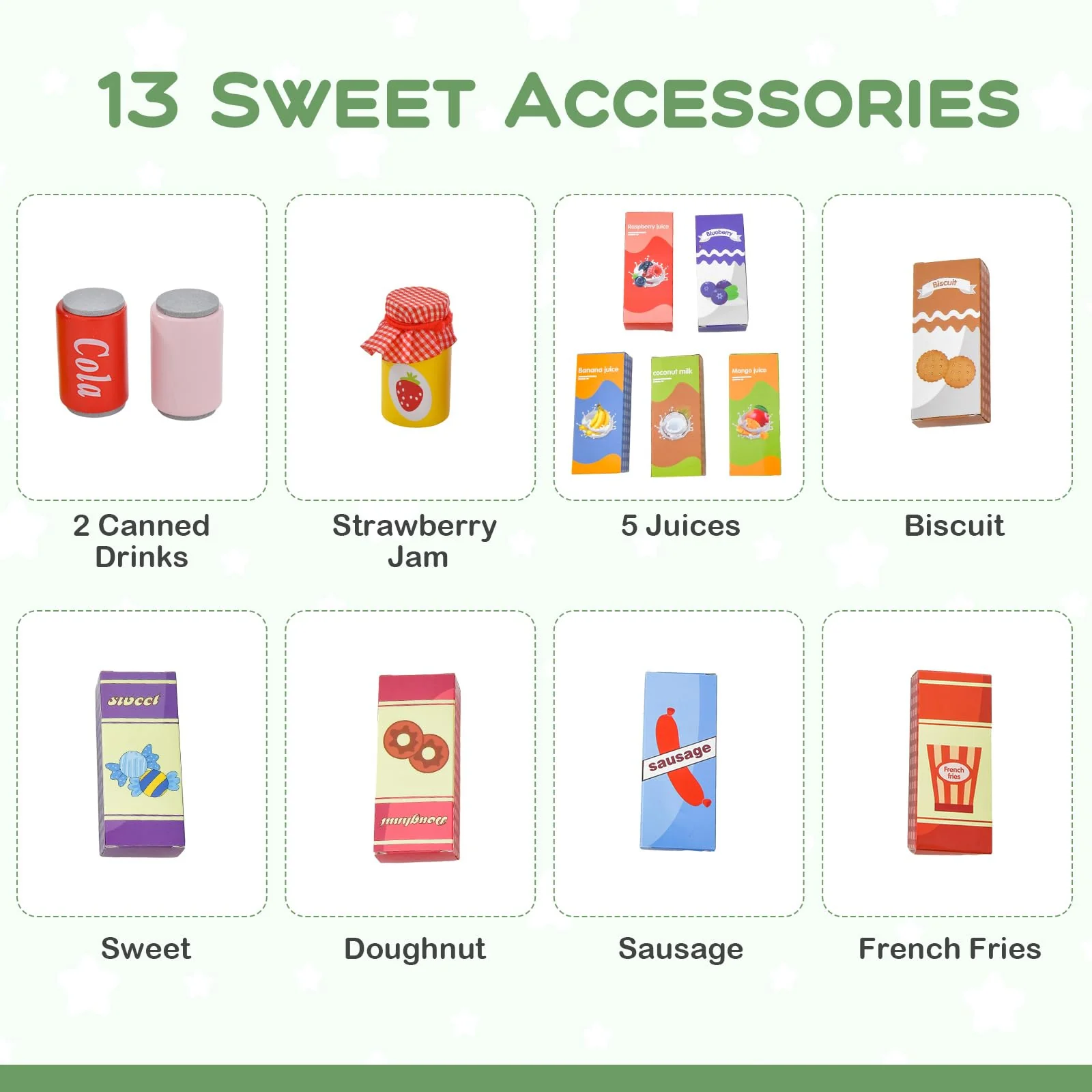 HONEY JOY Wooden Supermarket Play Toy Set, Kids Grocery Store Playset with Checkout Counter - Image 4