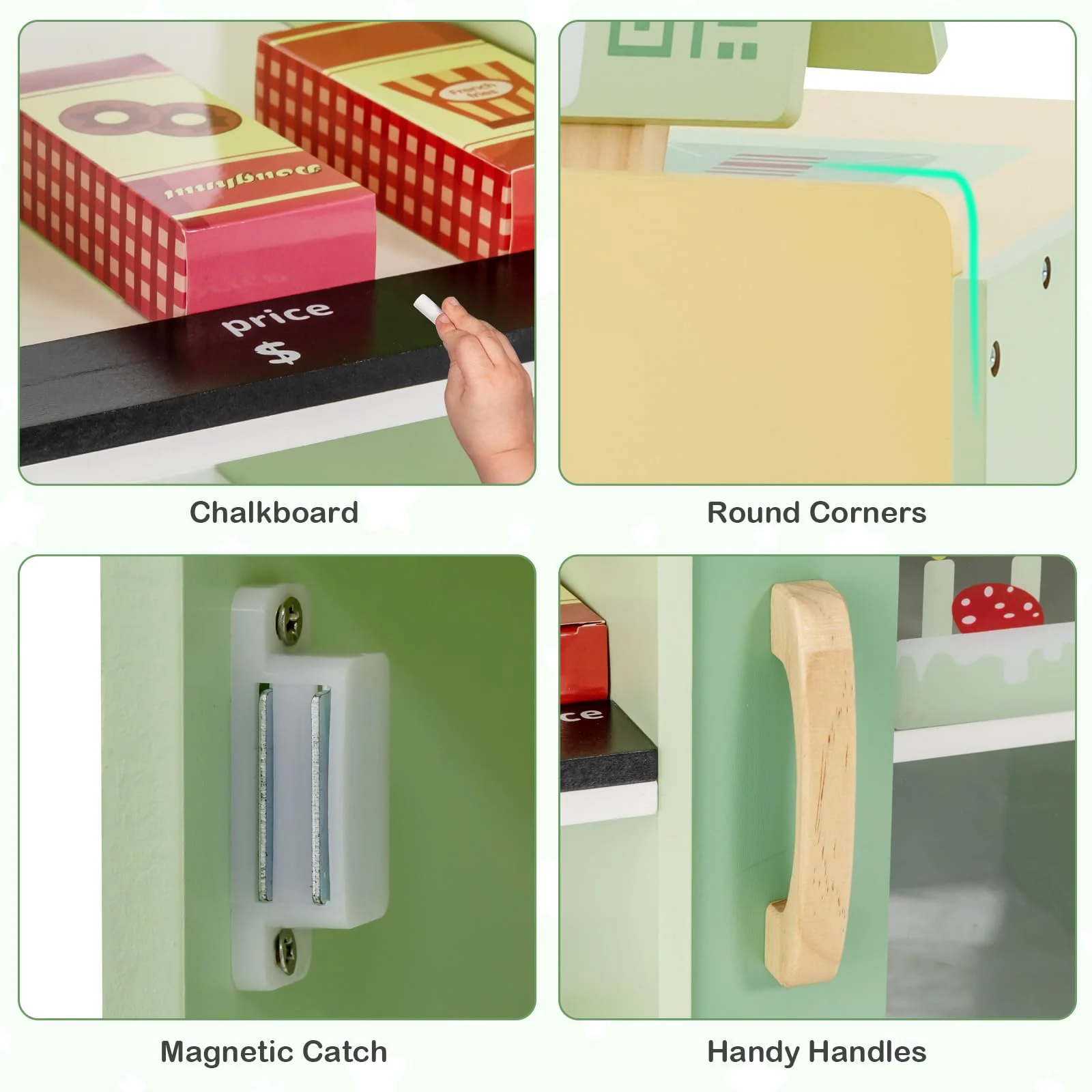 HONEY JOY Wooden Supermarket Play Toy Set, Kids Grocery Store Playset with Checkout Counter - Image 8