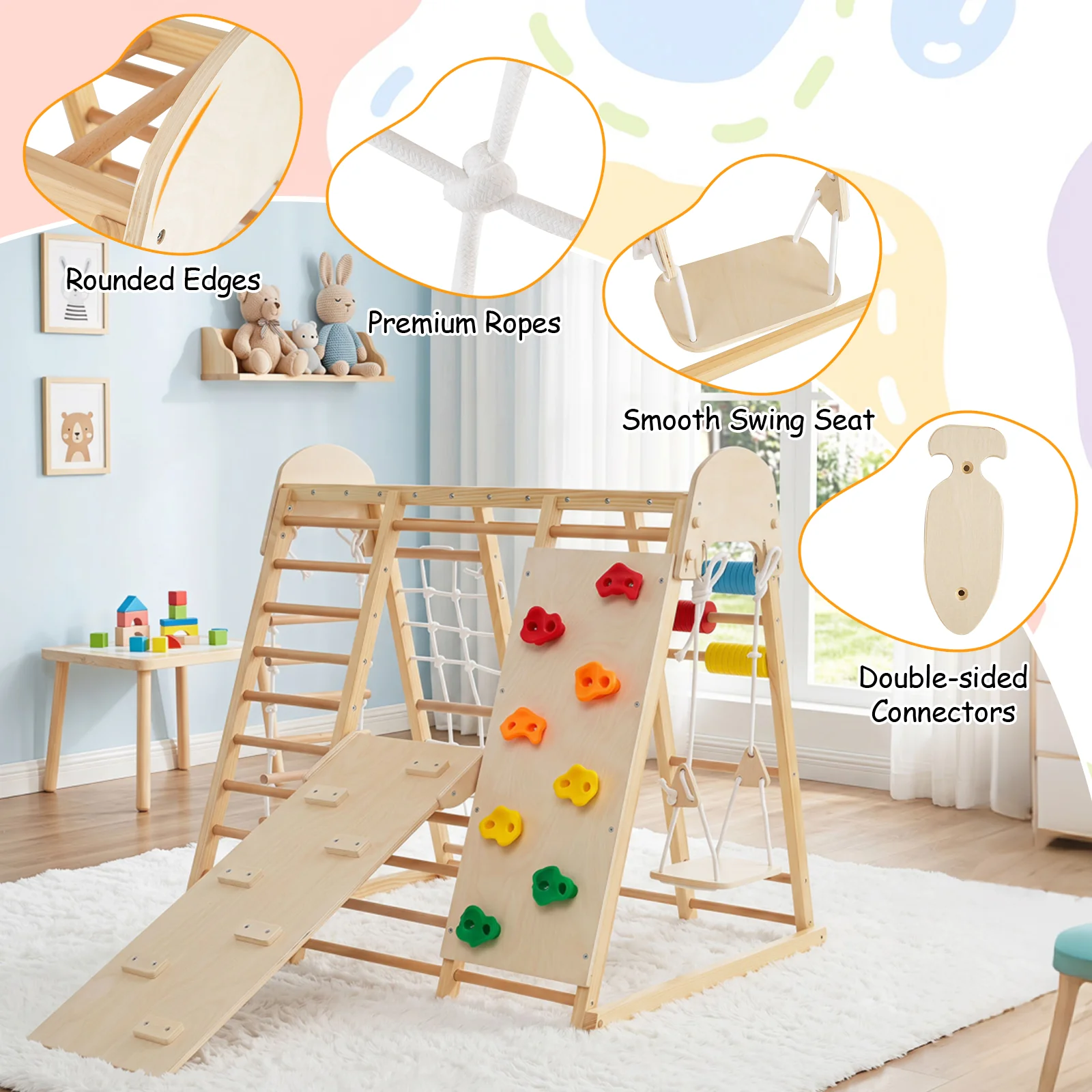 Indoor Jungle Gym for Kids, Foldable Climbing Set - Image 10