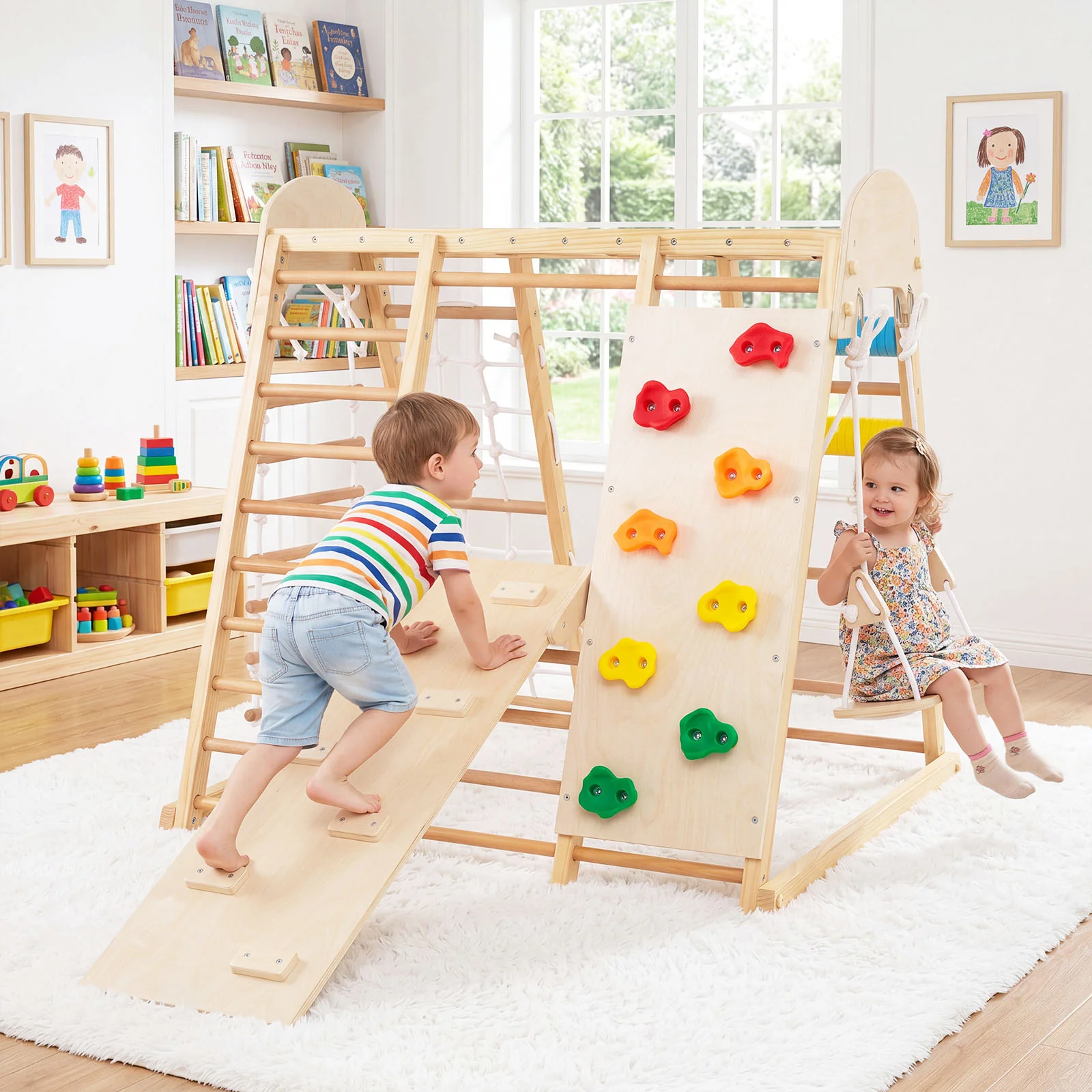 Indoor Jungle Gym for Kids, Foldable Climbing Set - Image 3