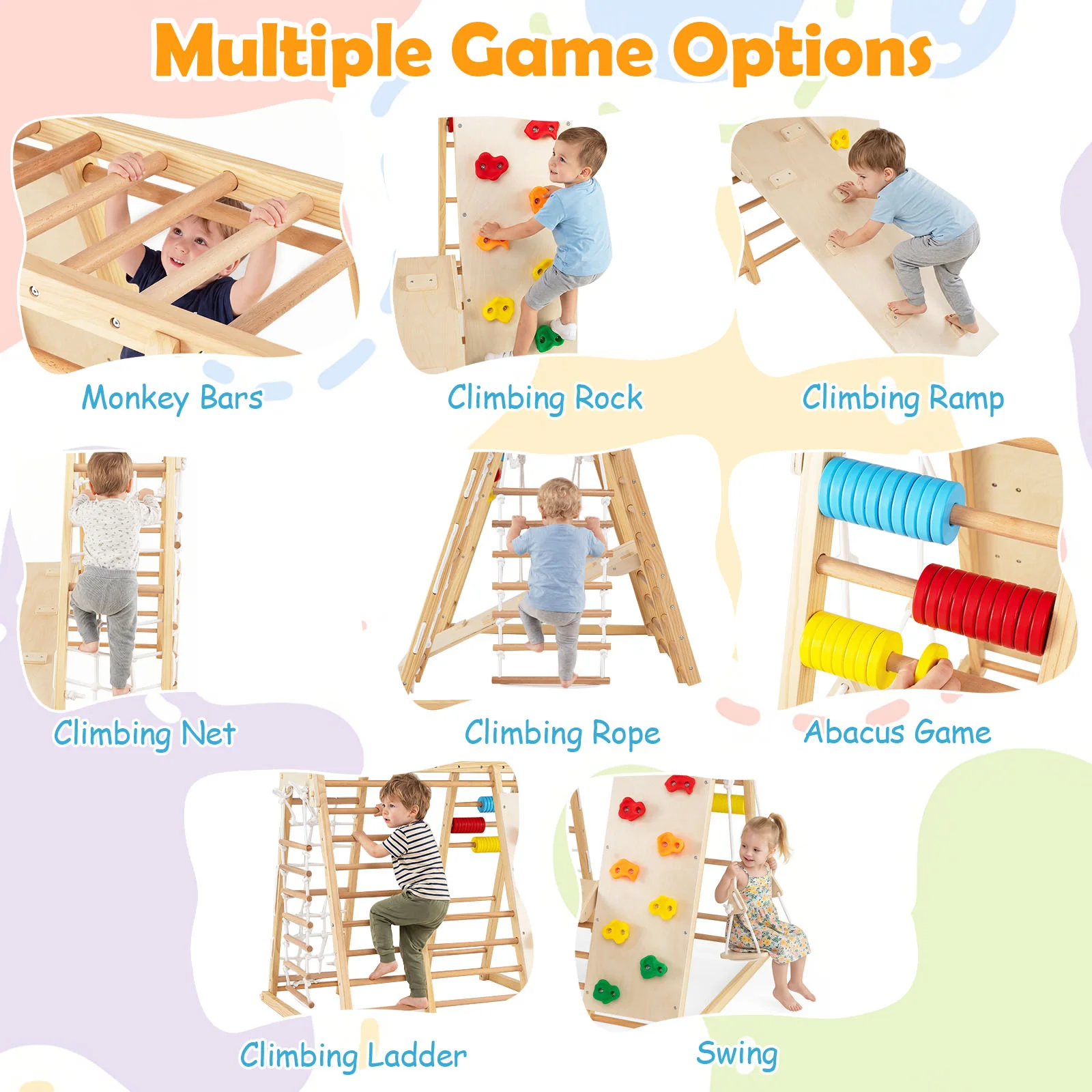 Indoor Jungle Gym for Kids, Foldable Climbing Set - Image 4