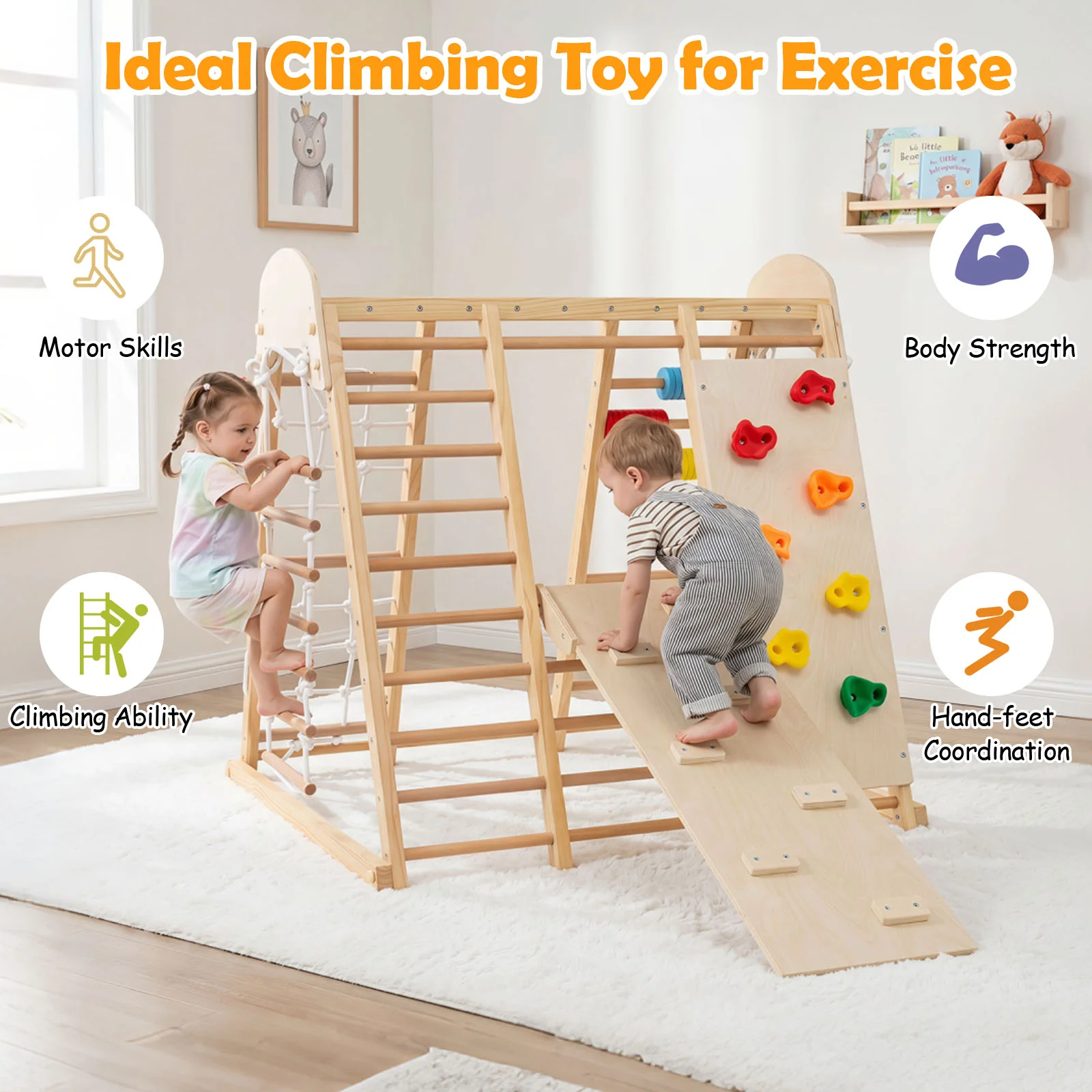 Indoor Jungle Gym for Kids, Foldable Climbing Set - Image 5