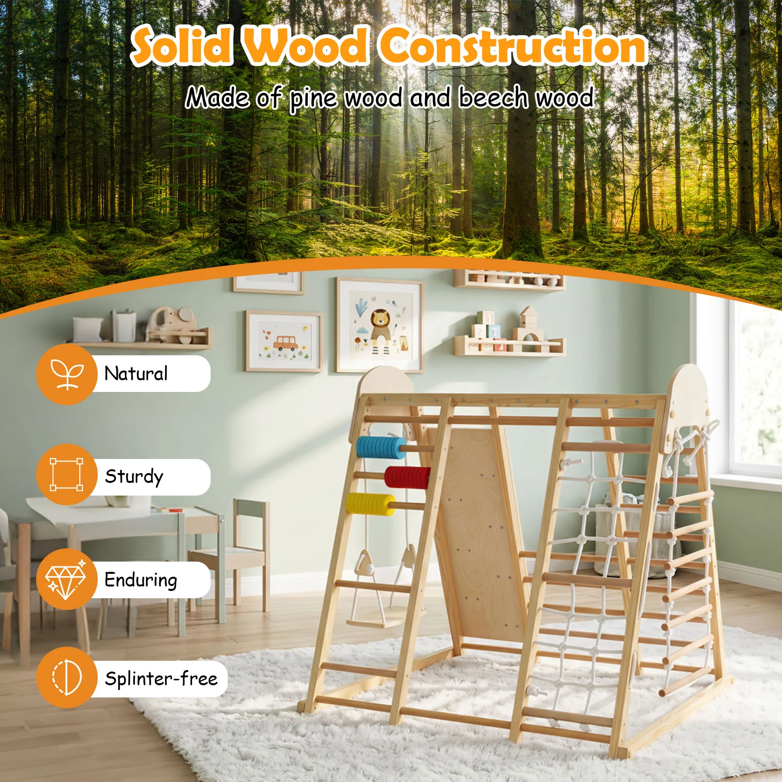 Indoor Jungle Gym for Kids, Foldable Climbing Set - Image 6