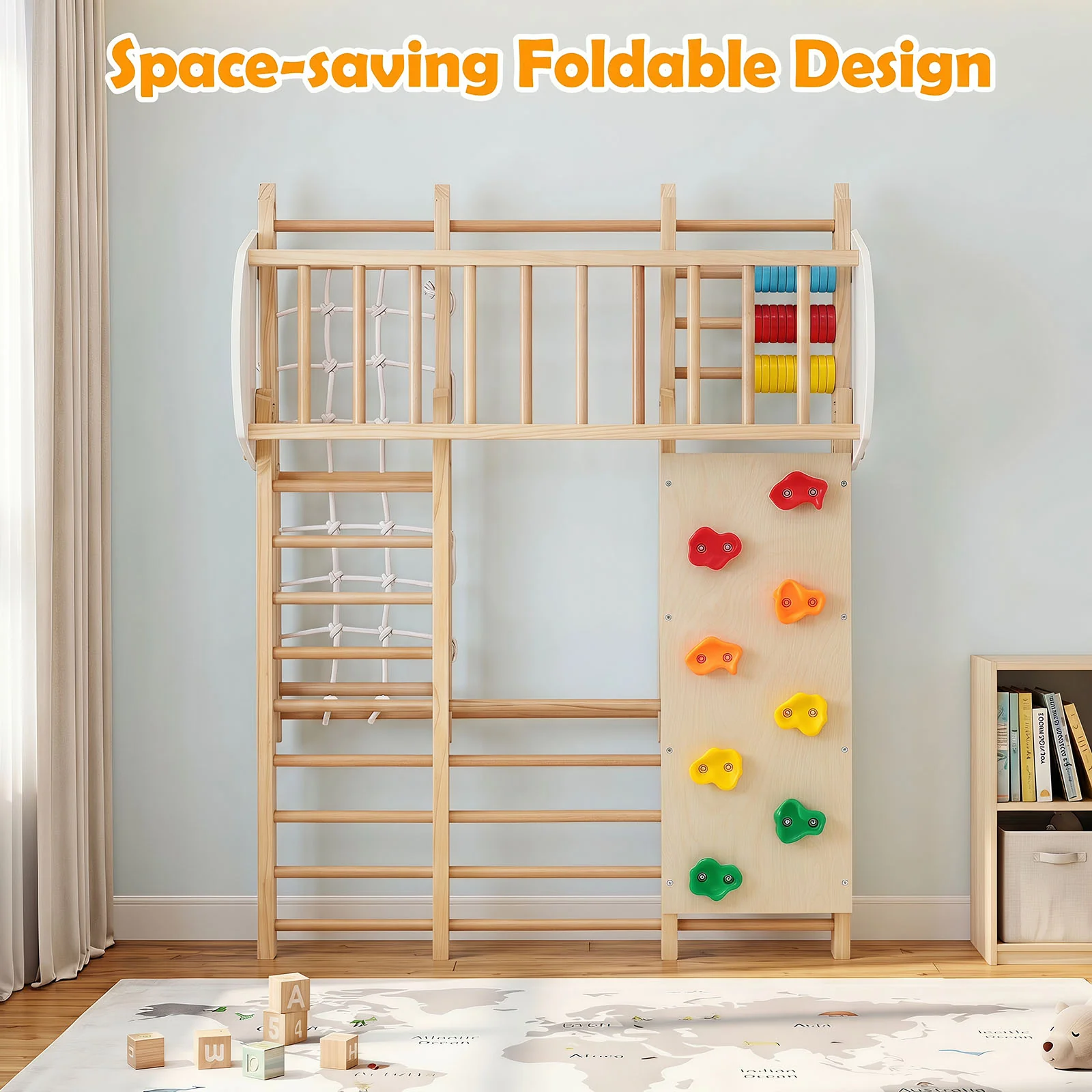 Indoor Jungle Gym for Kids, Foldable Climbing Set - Image 8
