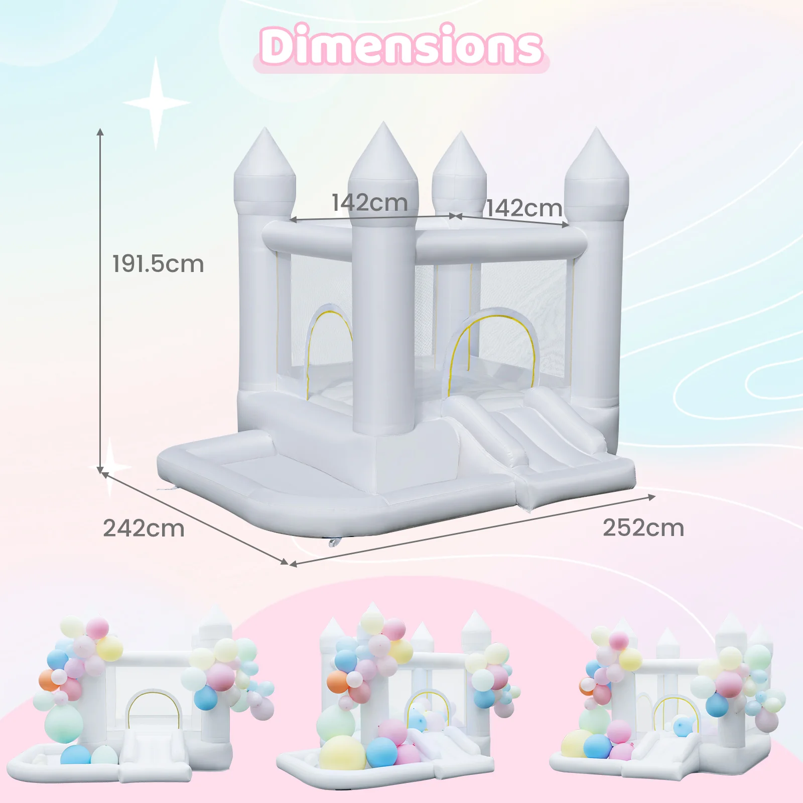 Inflatable Bounce House for Kids with Slide Basketball Hoop and Ball Pit - Image 4