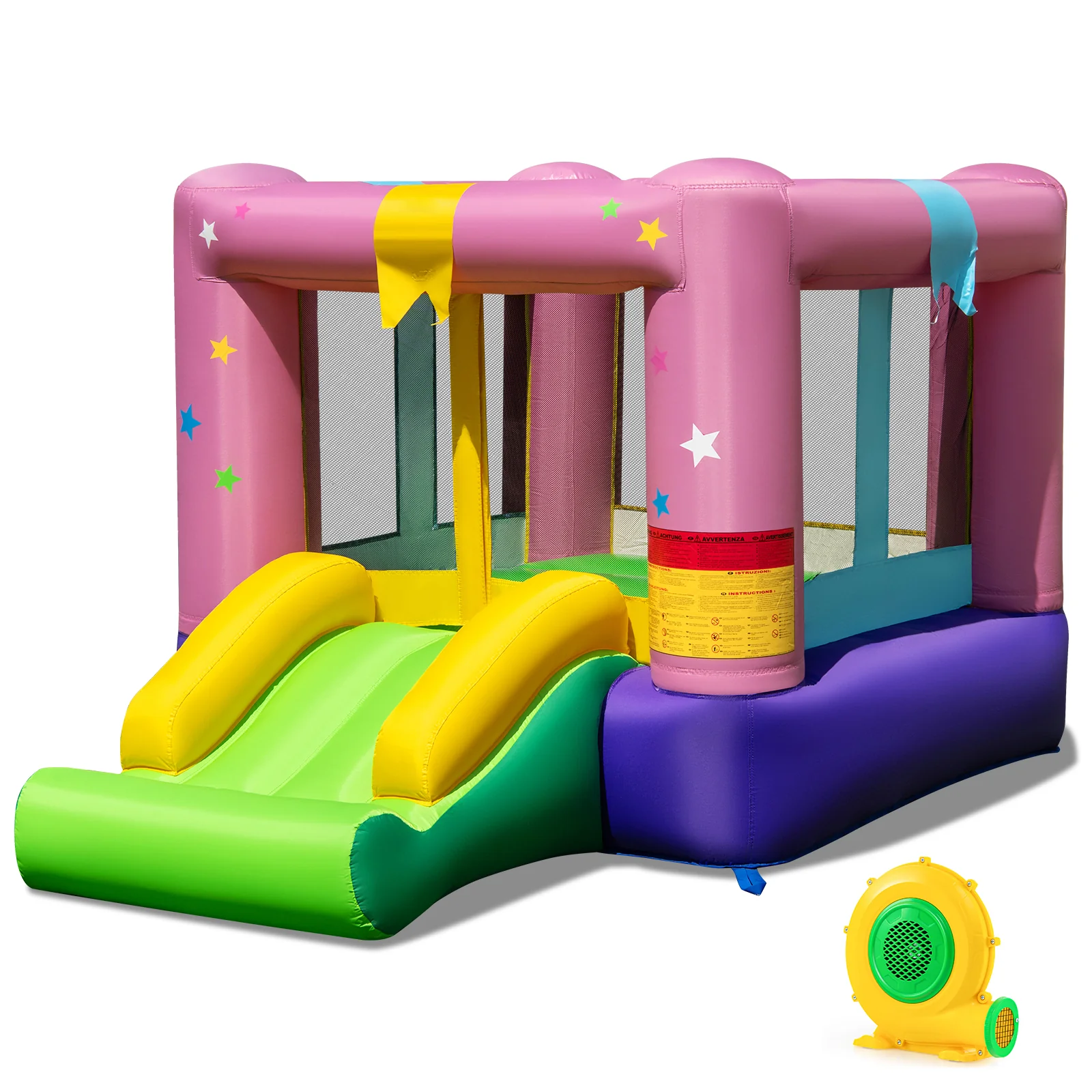 Inflatable Bounce House, Kids Bouncy Castle with Slide & Basketball Rim - Image 9