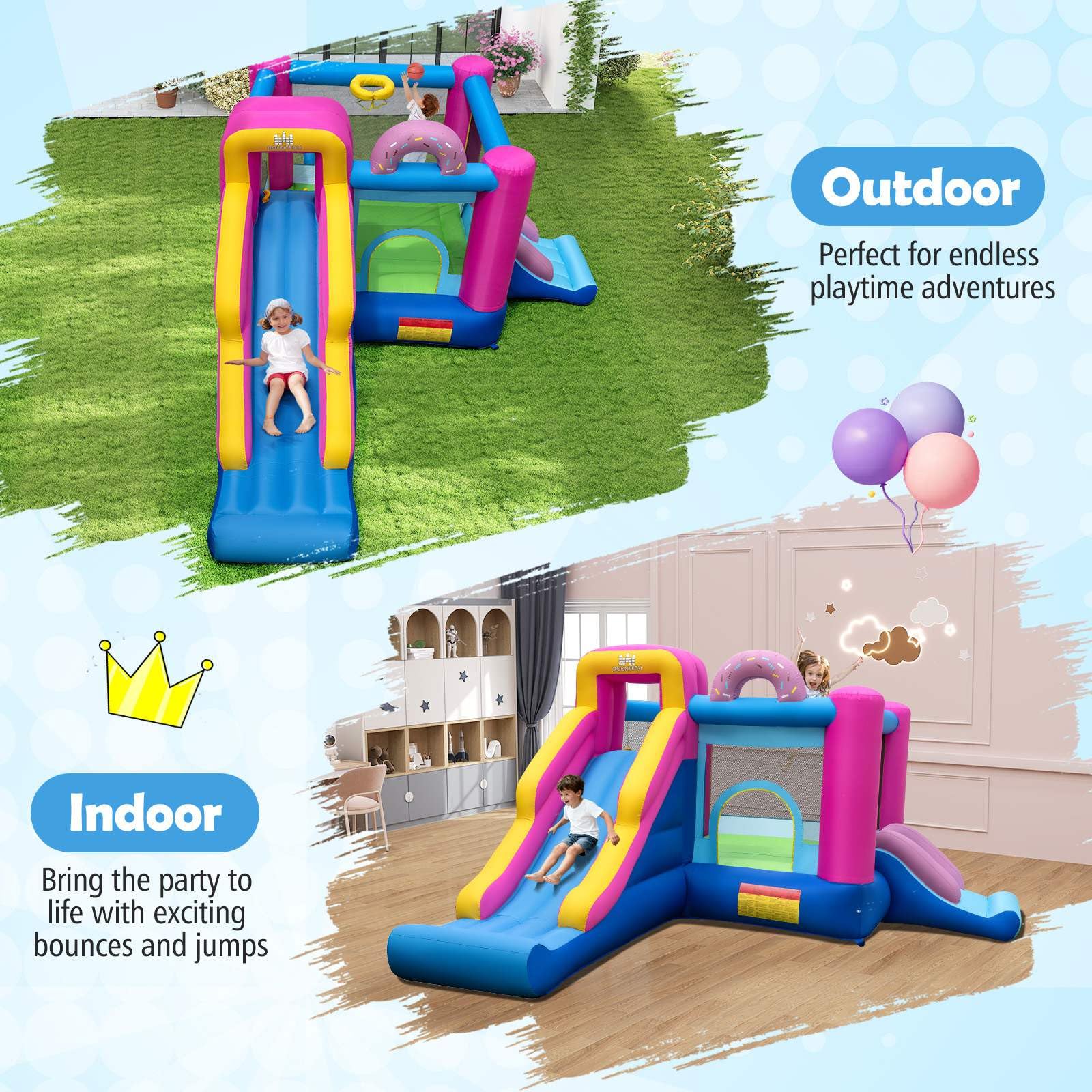 Inflatable Bounce House with Long Slides and Jumping Area - Image 9