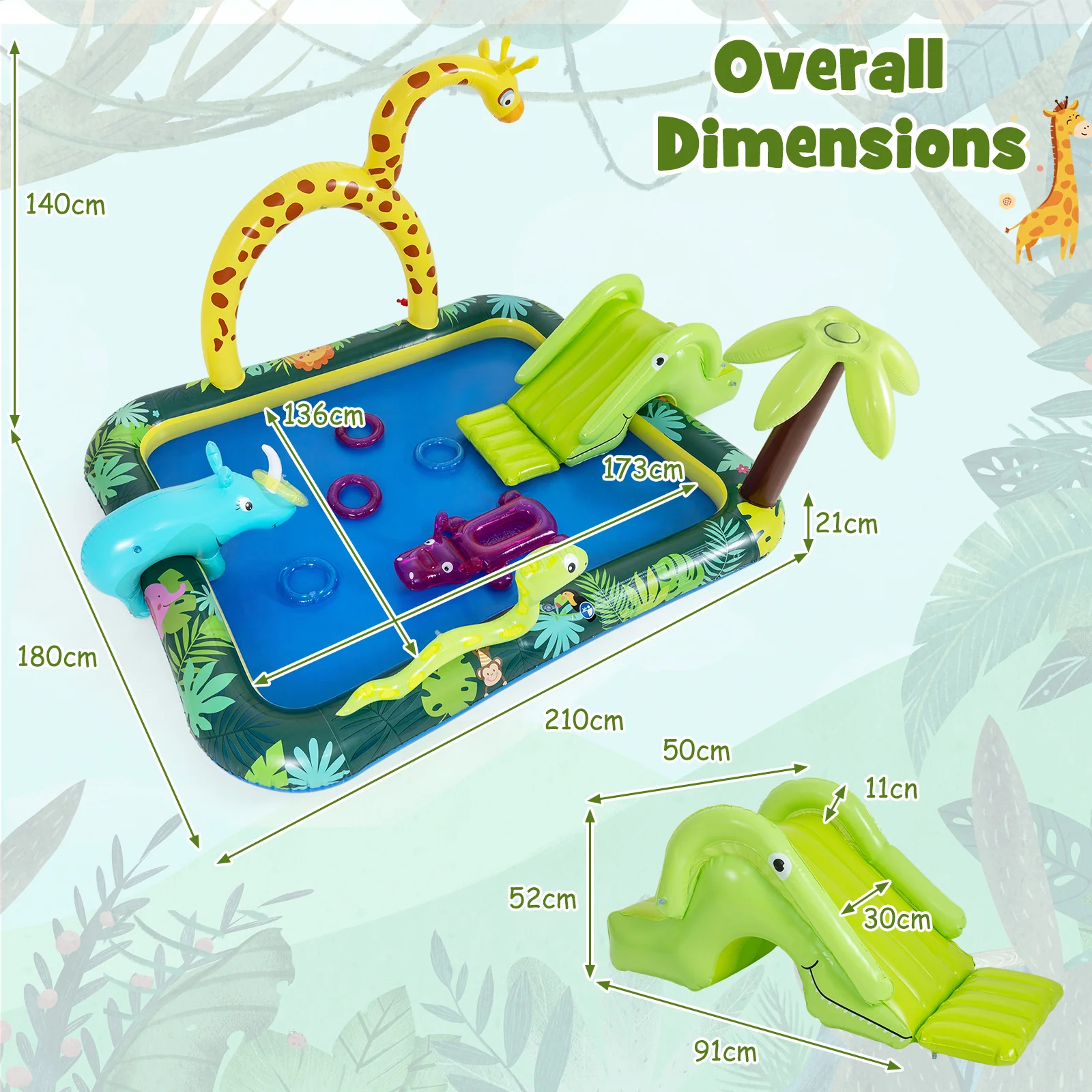 Inflatable Play Center, Jungle Animal Spray Pool - Image 3