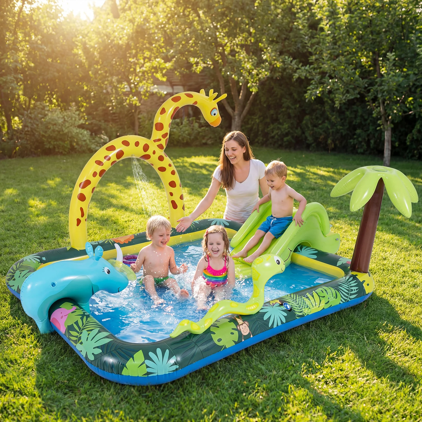 Inflatable Play Center, Jungle Animal Spray Pool - Image 4