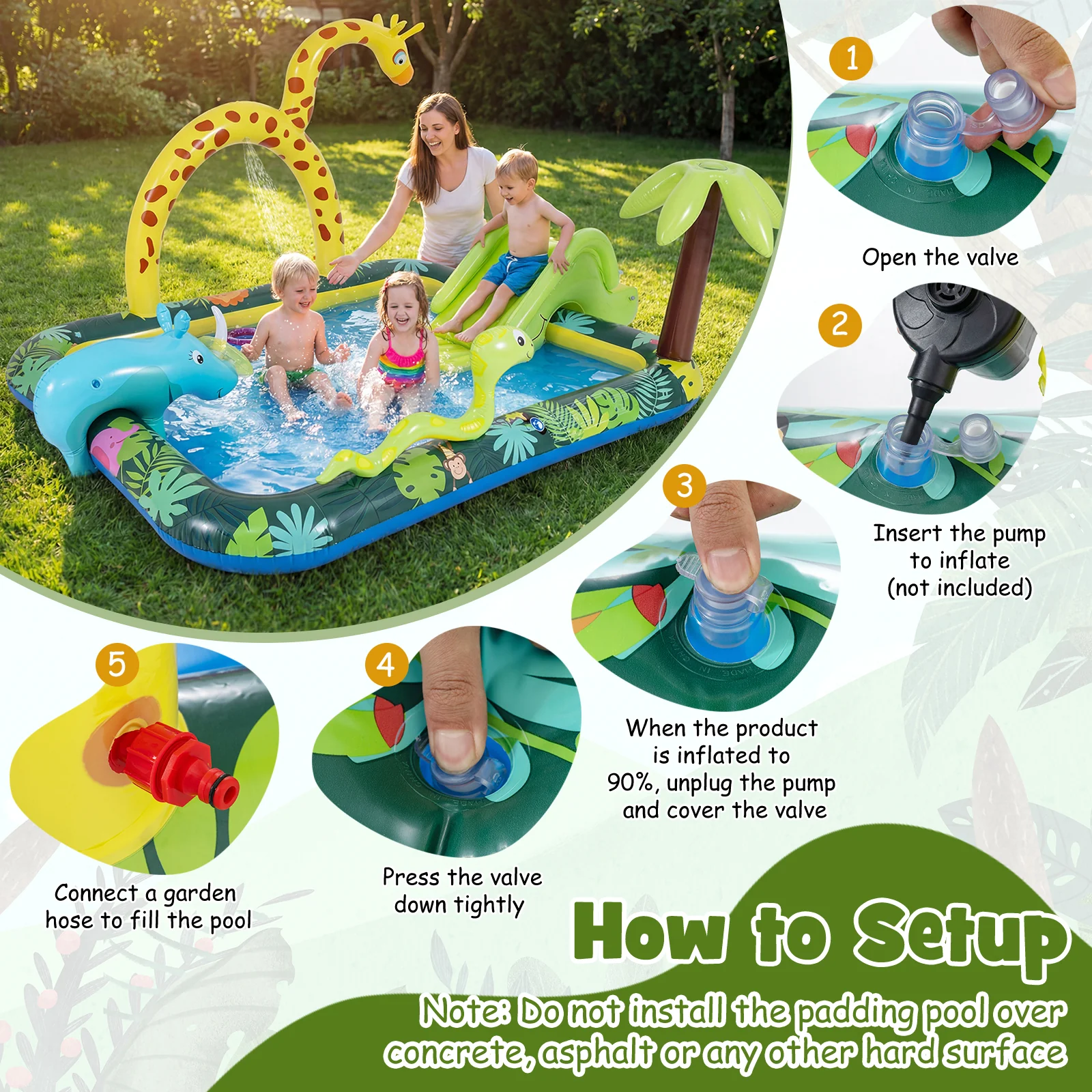 Inflatable Play Center, Jungle Animal Spray Pool - Image 8