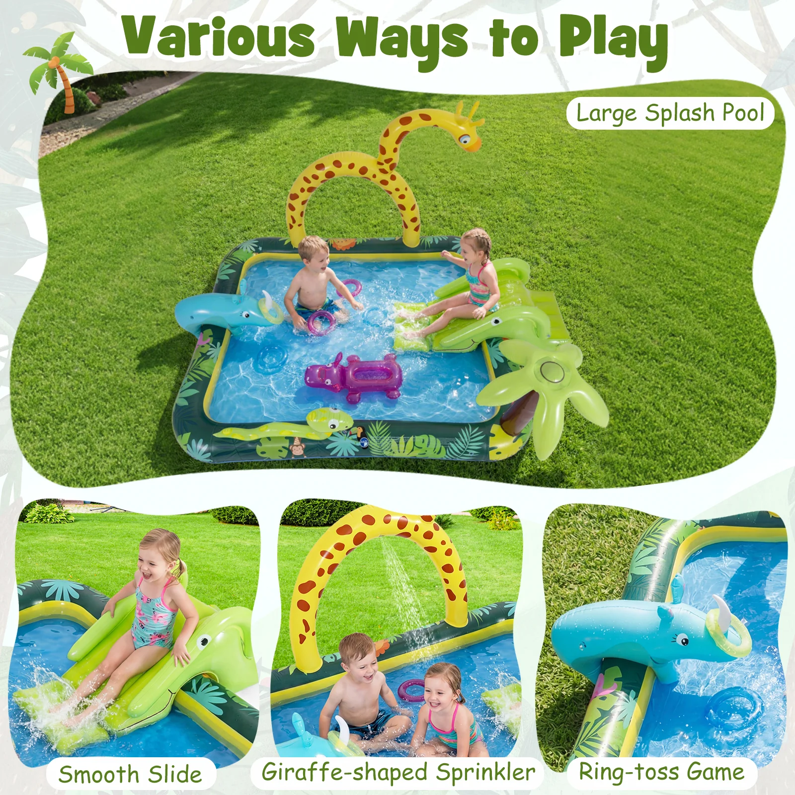 Inflatable Play Center, Jungle Animal Spray Pool - Image 9