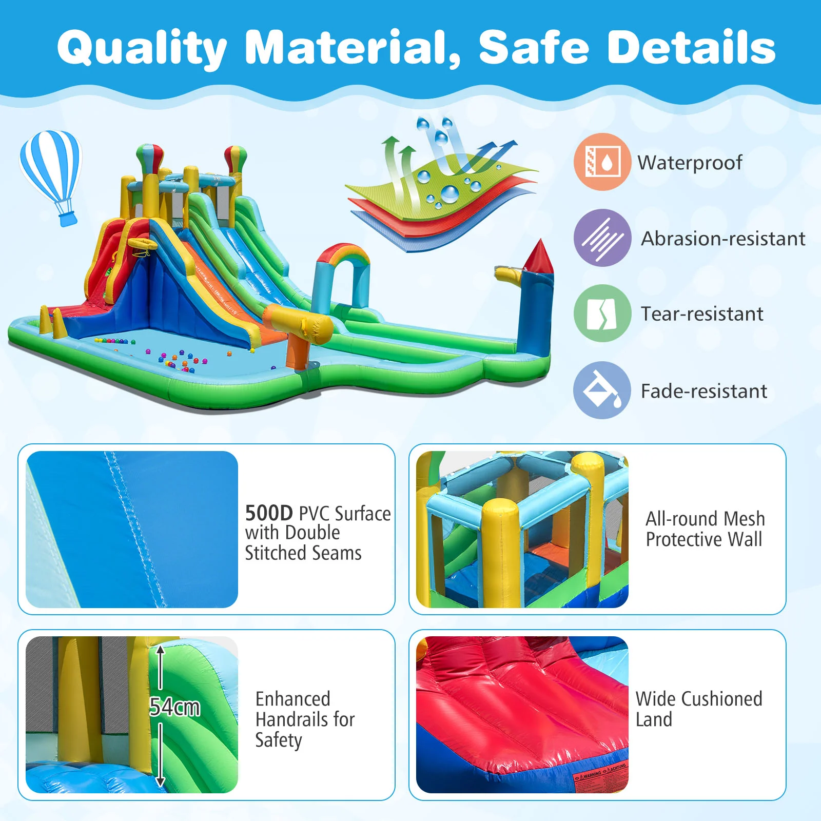 Inflatable Water Park, Wet Dry Combo Bouncy Castle for Birthday Party - Image 5