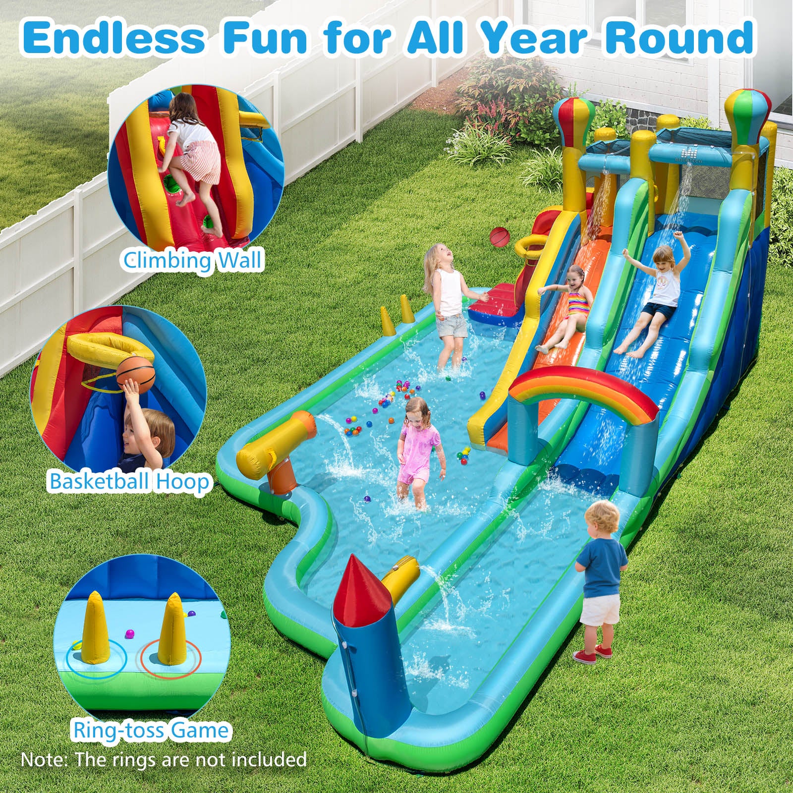 Inflatable Water Park, Wet Dry Combo Bouncy Castle for Birthday Party - Image 6