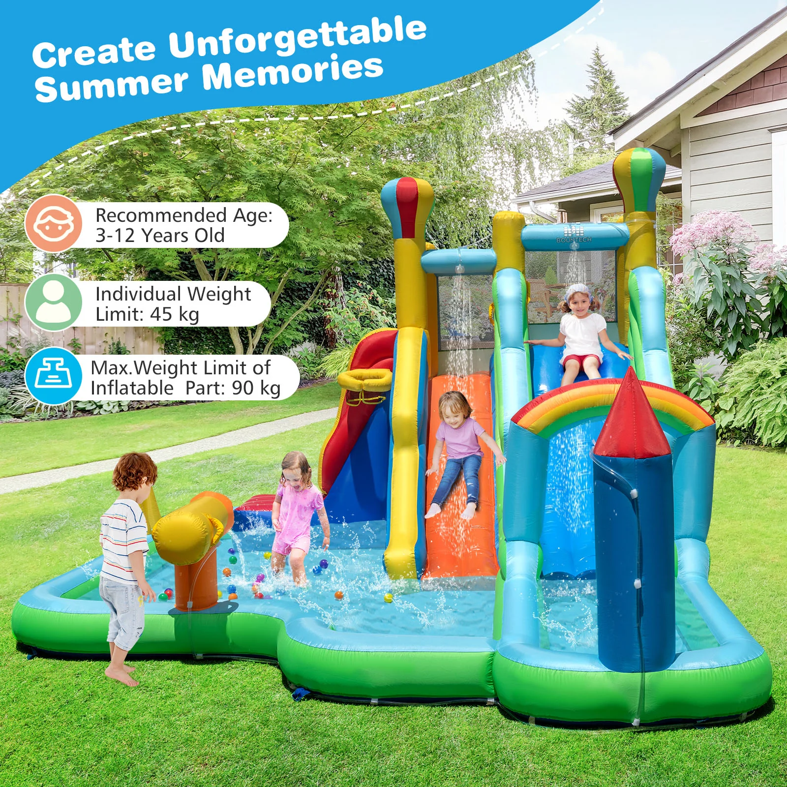 Inflatable Water Park, Wet Dry Combo Bouncy Castle for Birthday Party - Image 7
