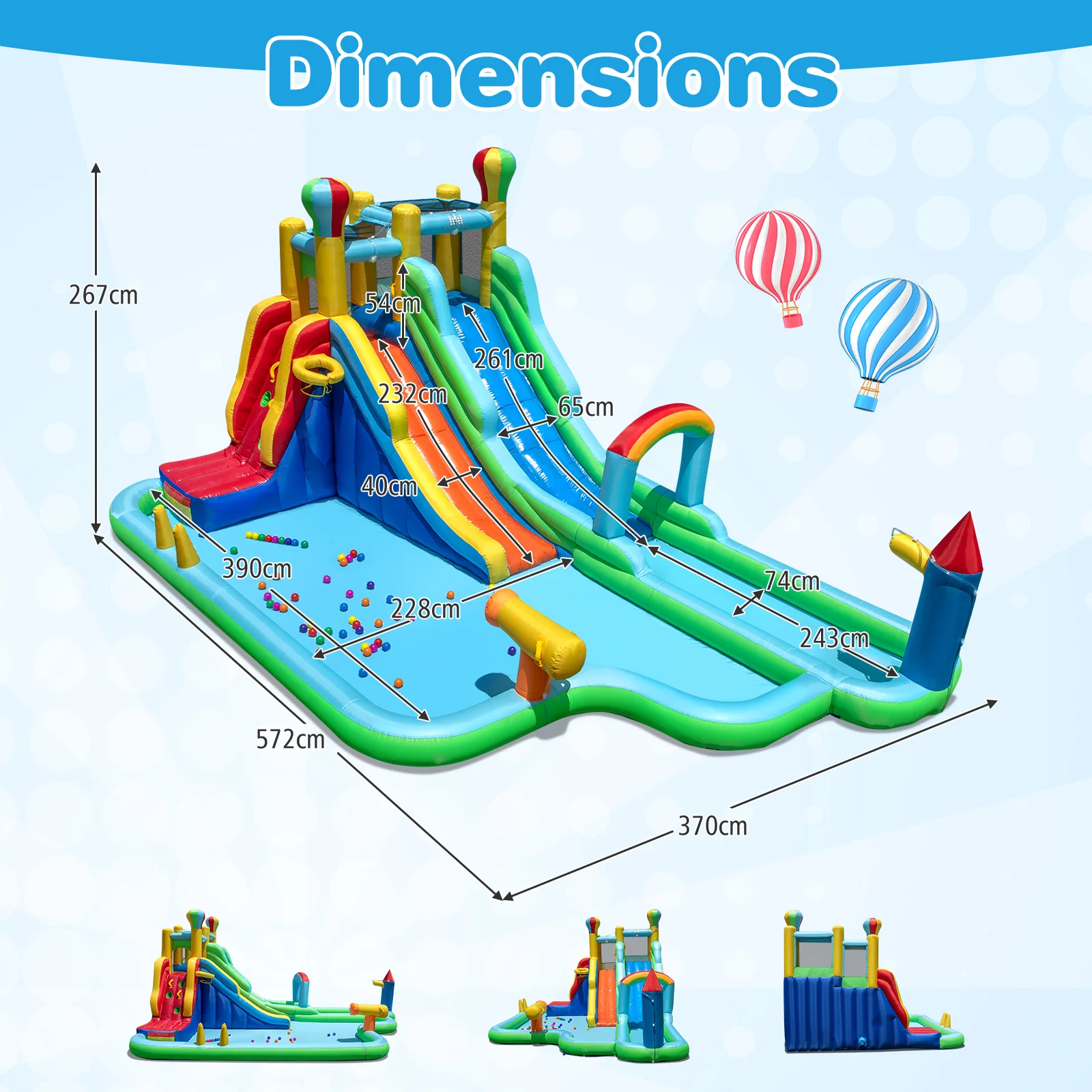 Inflatable Water Park, Wet Dry Combo Bouncy Castle for Birthday Party - Image 9