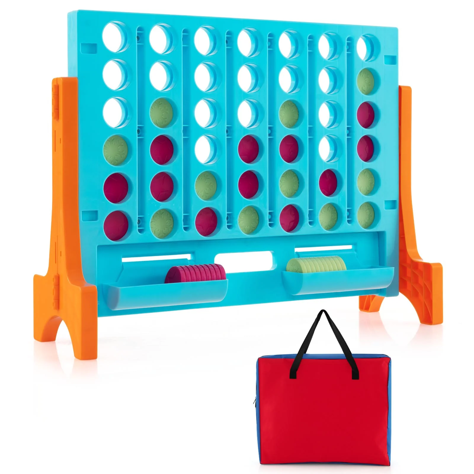 Jumbo 4-to-Score Connect Game Set with Carrying Bag and 42 Chesses - Image 11