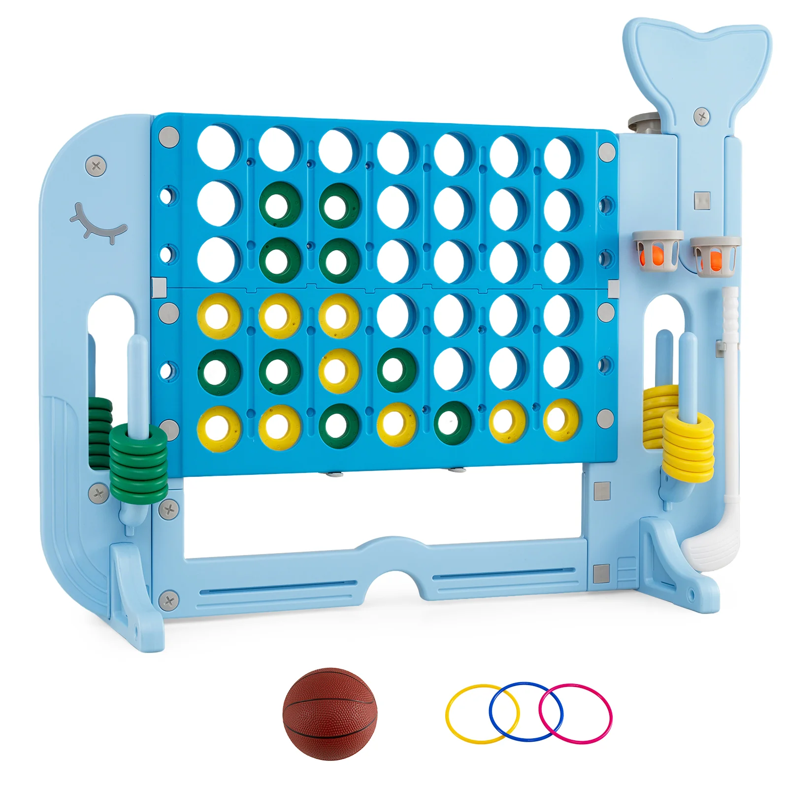 Jumbo 4-to-Score Giant Game Set with 2 Cups Holders for Indoor & Outdoor Holiday Parties - Image 11