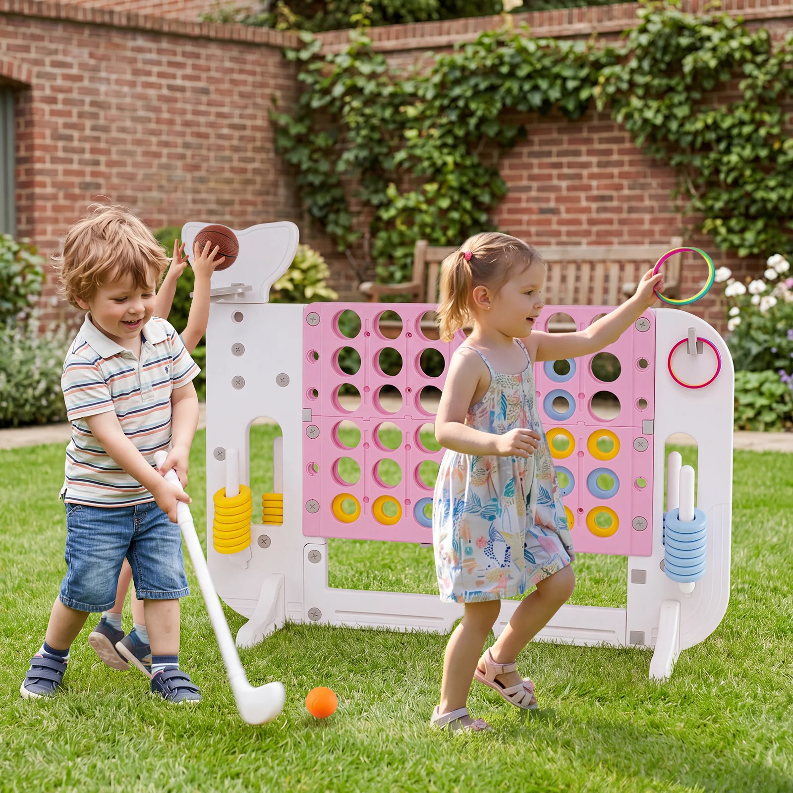 Jumbo 4-to-Score Giant Game Set with 2 Cups Holders for Indoor & Outdoor Holiday Parties - Image 2