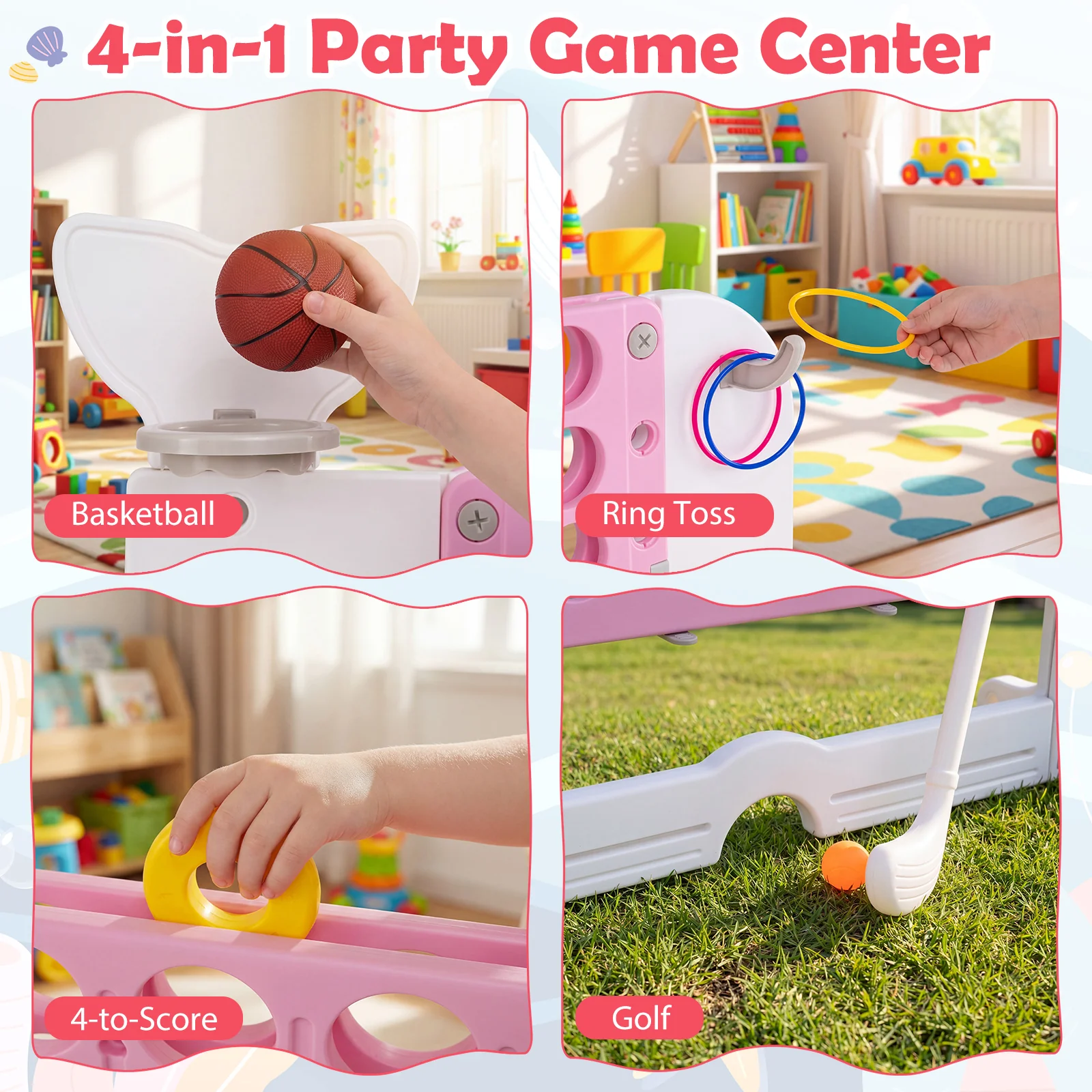 Jumbo 4-to-Score Giant Game Set with 2 Cups Holders for Indoor & Outdoor Holiday Parties - Image 8